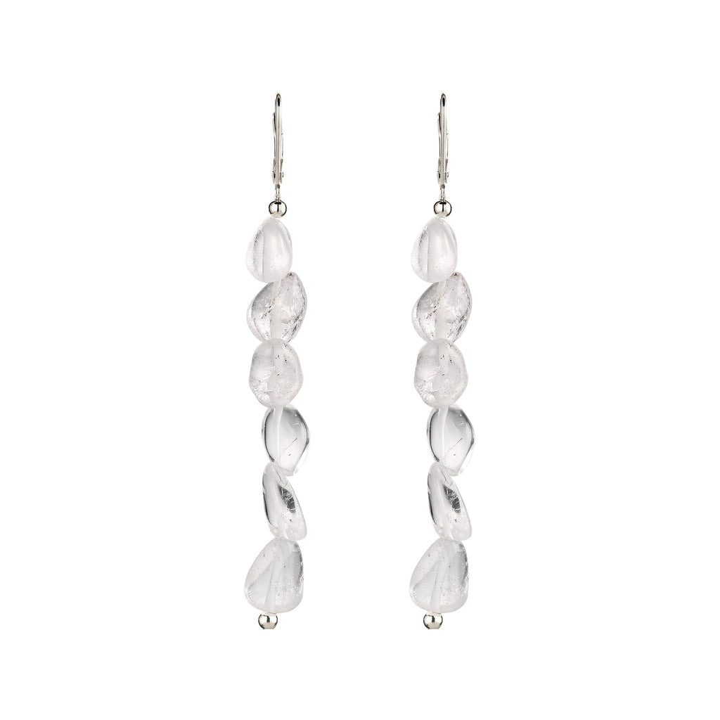 Silber - Elli | Ohrhänger lang | Bergkristall (Transparent) | 925 Sterling Silber