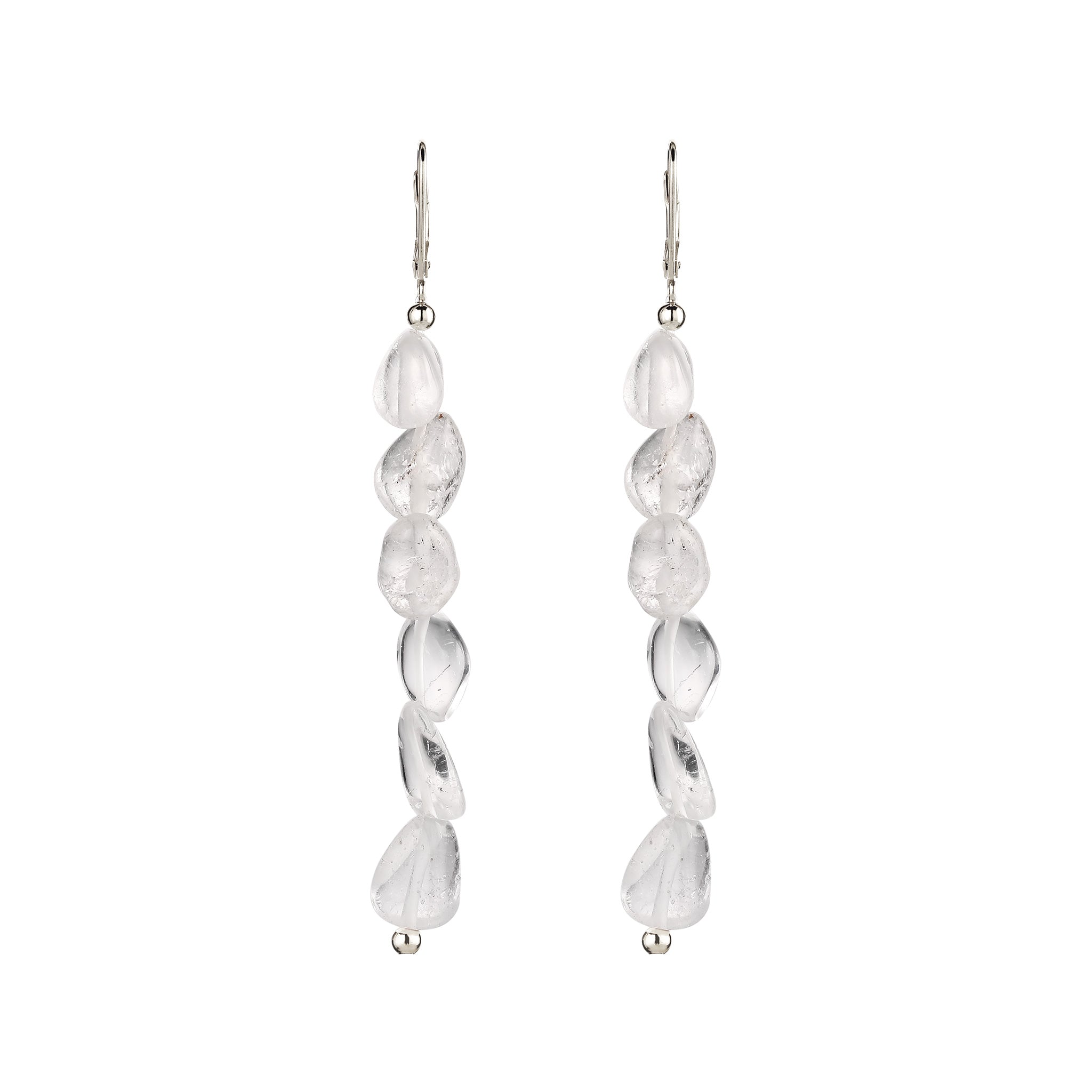 Silber - Elli | Ohrhänger lang | Bergkristall (Transparent) | 925 Sterling Silber