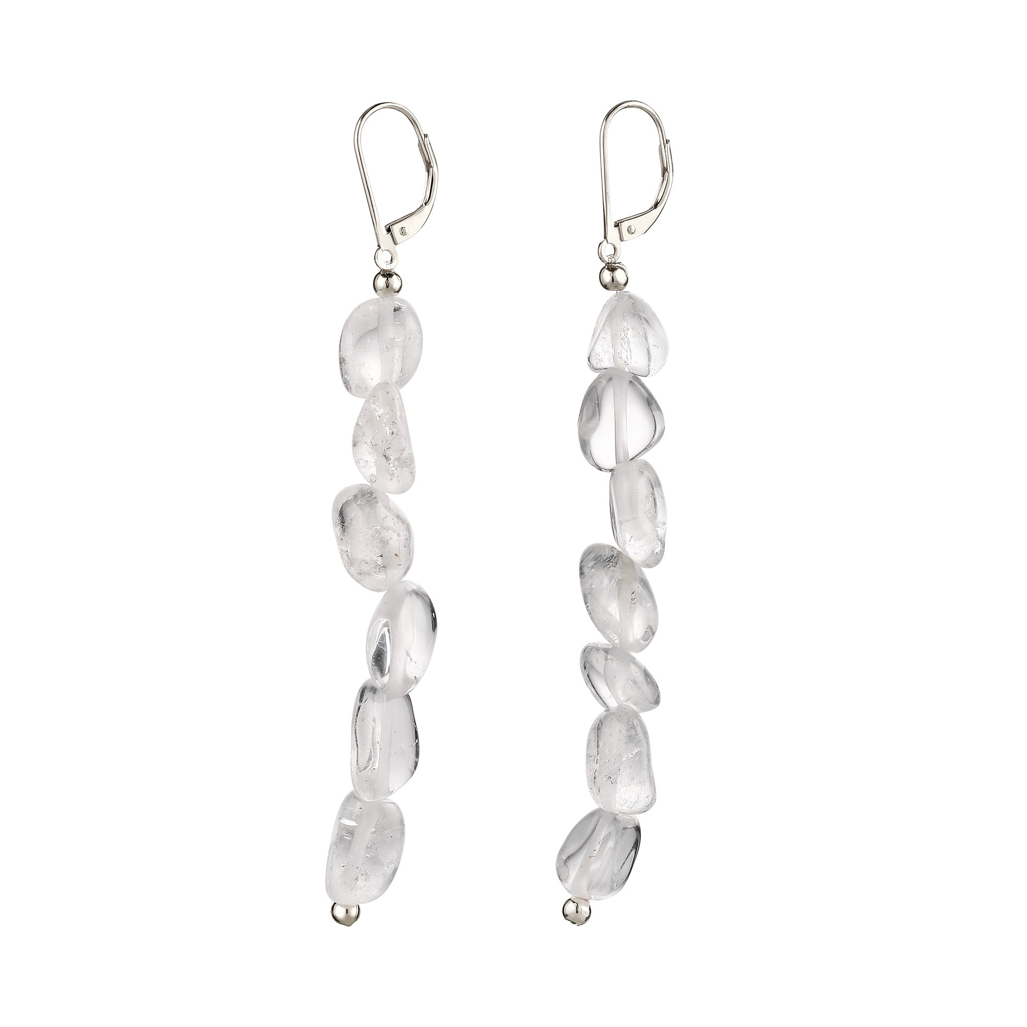 Silber - Elli | Ohrhänger lang | Bergkristall (Transparent) | 925 Sterling Silber