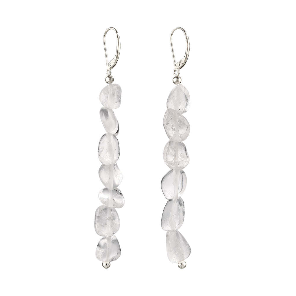 Silber - Elli | Ohrhänger lang | Bergkristall (Transparent) | 925 Sterling Silber