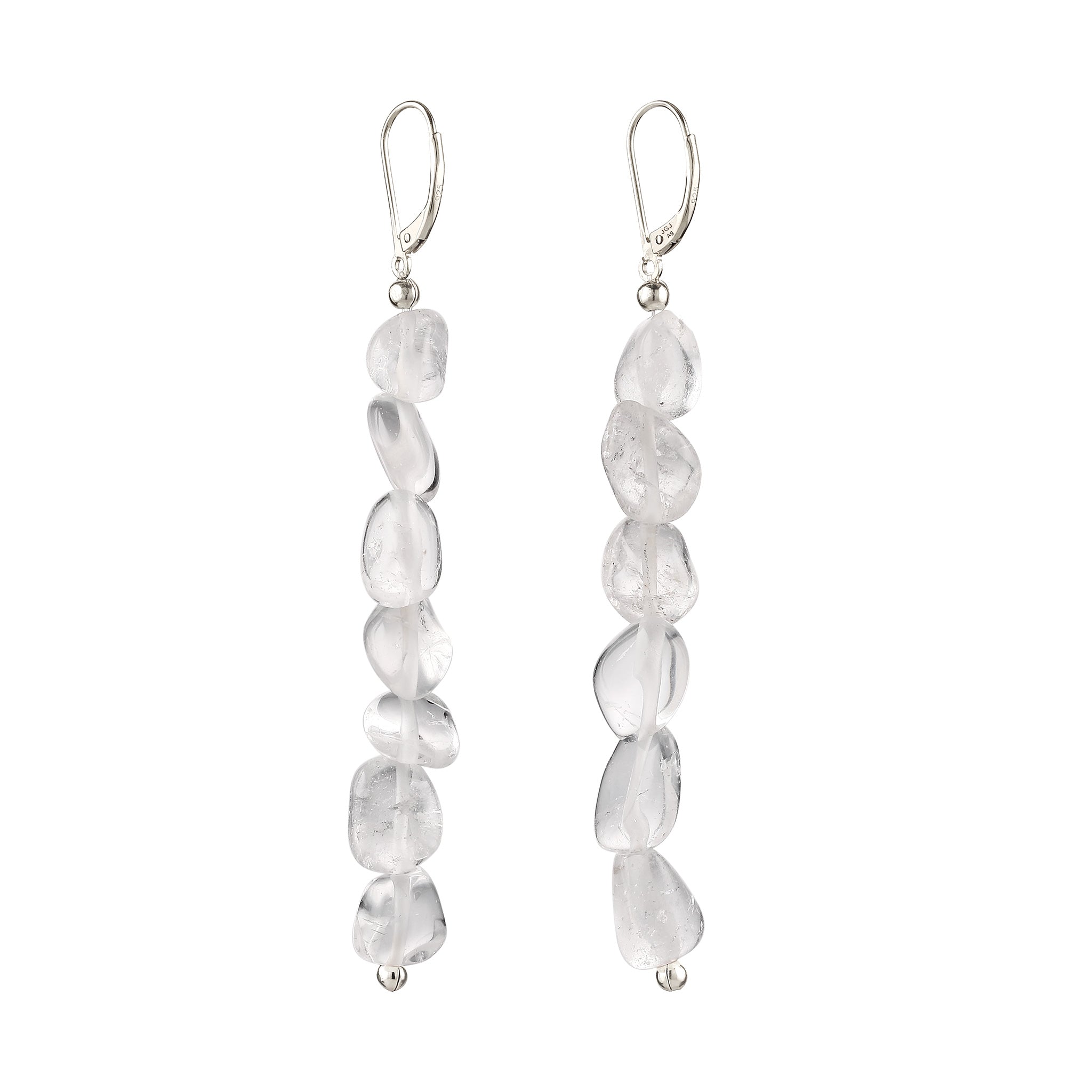 Silber - Elli | Ohrhänger lang | Bergkristall (Transparent) | 925 Sterling Silber