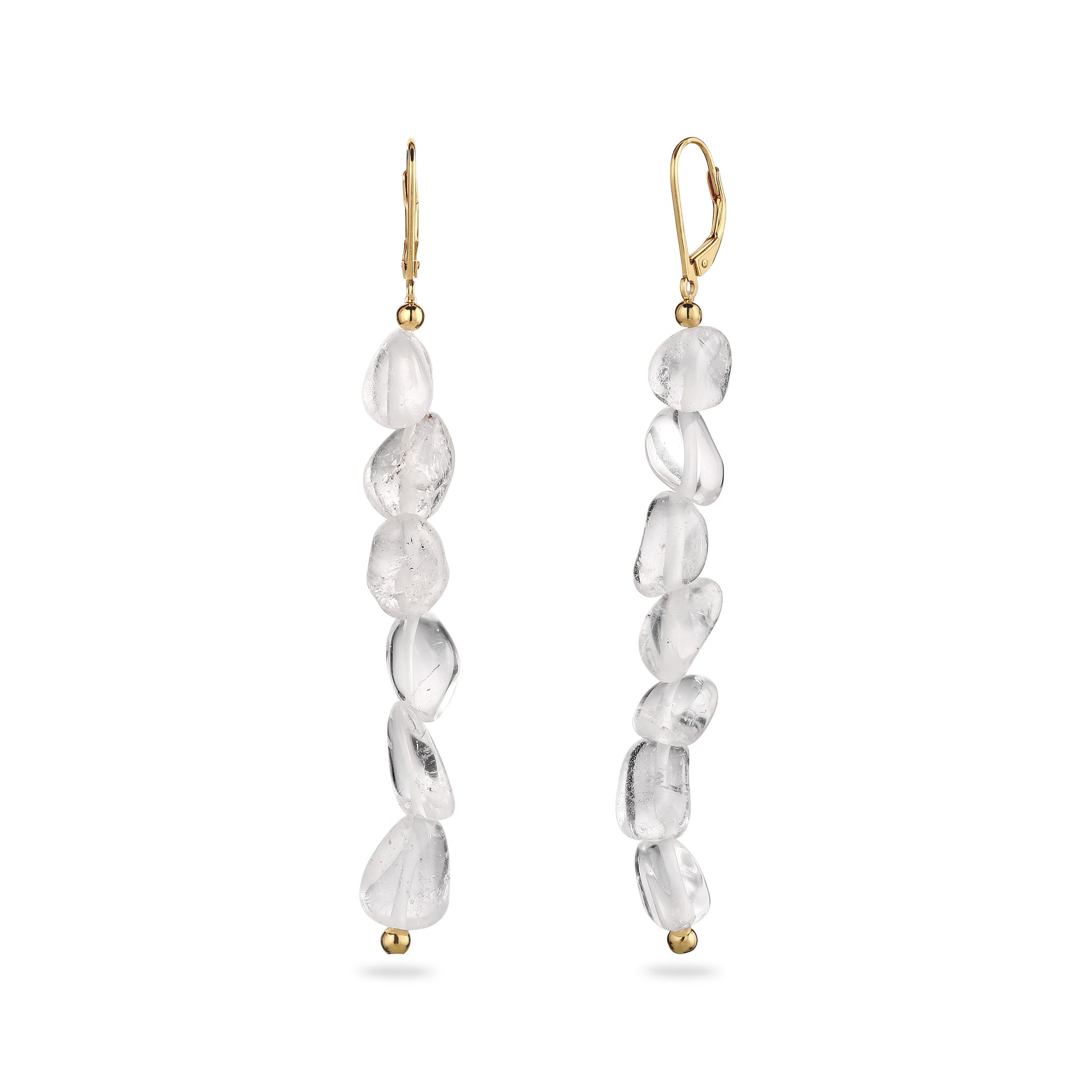Gold - Elli | Ohrhänger lang | Bergkristall (Transparent) | 925 Sterling Silber vergoldet