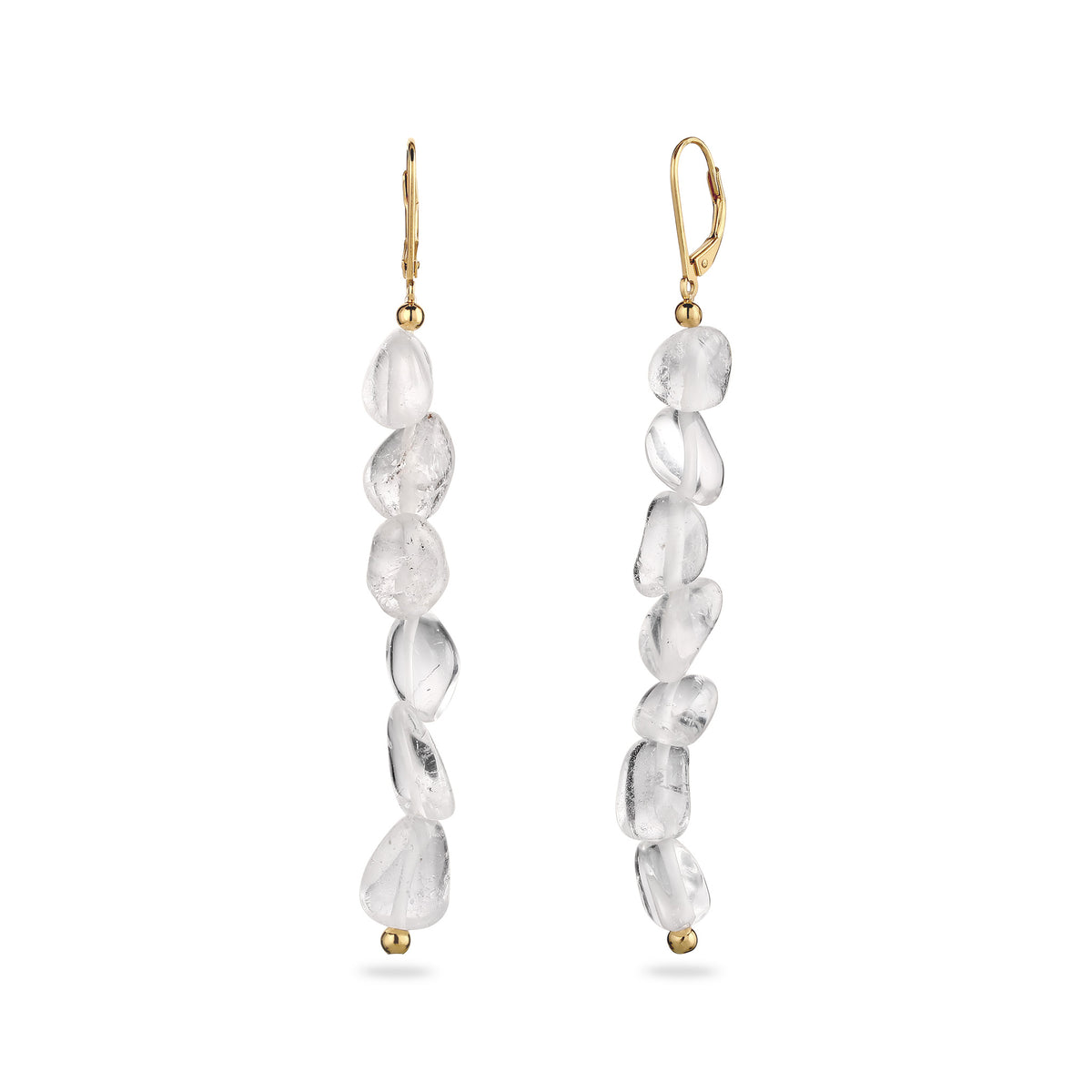 Gold - Elli | Ohrhänger lang | Bergkristall (Transparent) | 925 Sterling Silber vergoldet