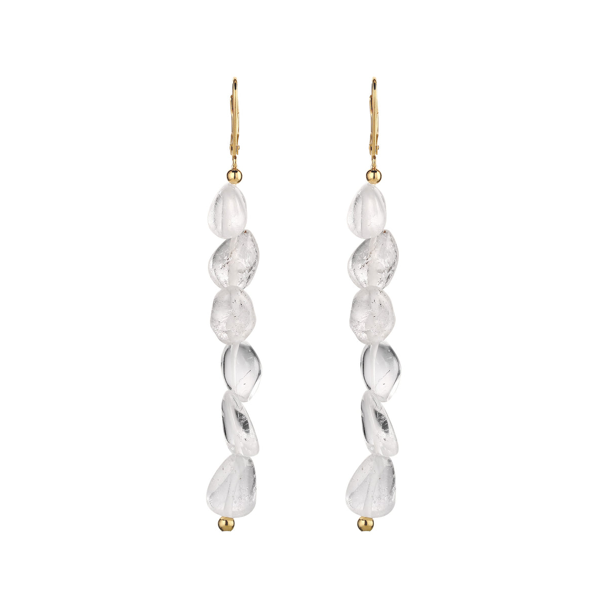 Gold - Elli | Ohrhänger lang | Bergkristall (Transparent) | 925 Sterling Silber vergoldet