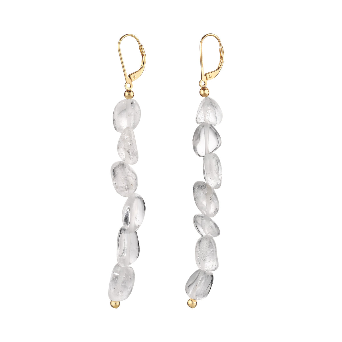Gold - Elli | Ohrhänger lang | Bergkristall (Transparent) | 925 Sterling Silber vergoldet