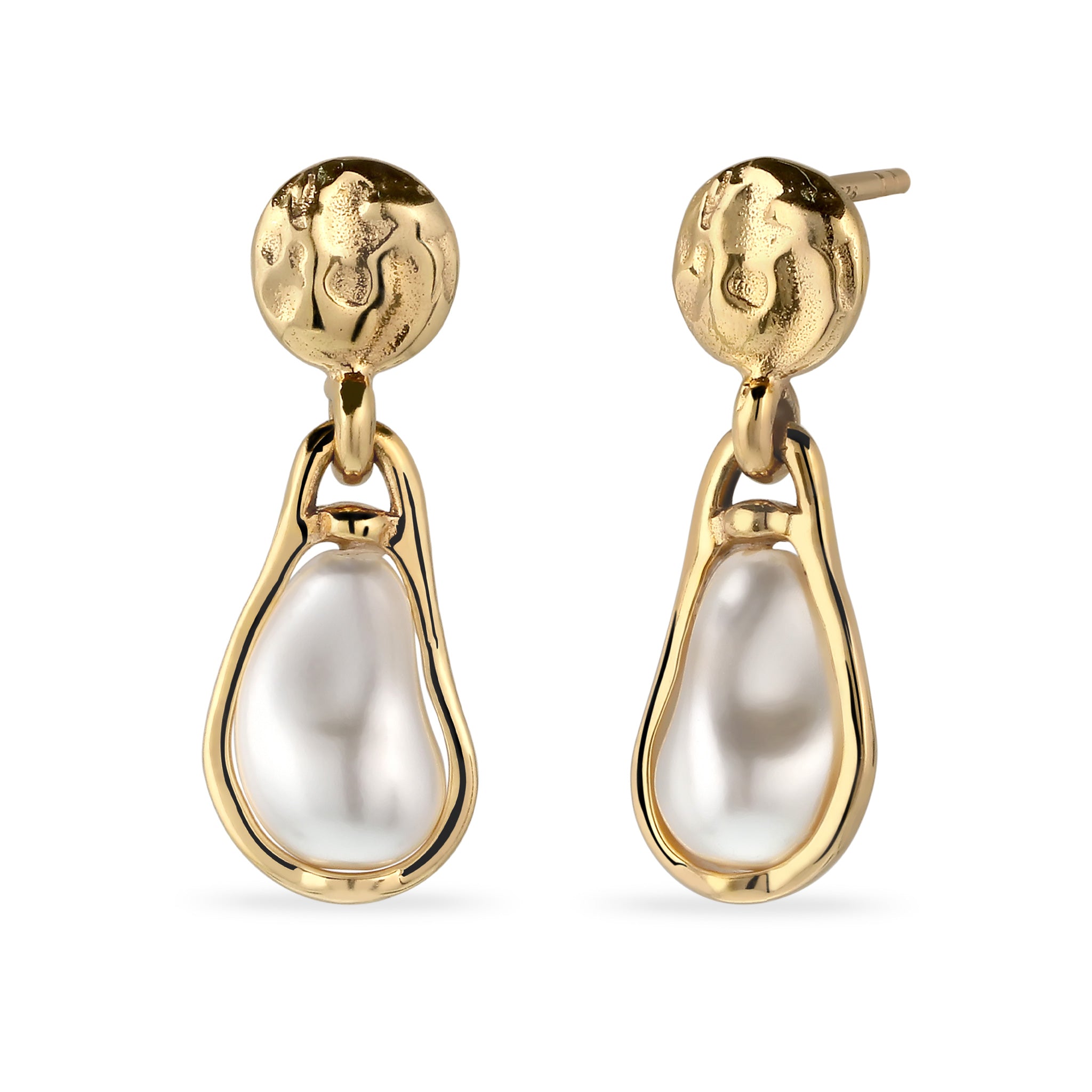 Gold - Elli | Ohrstecker Kreis | Swarovski Perle® | 925 Sterling Silber vergoldet