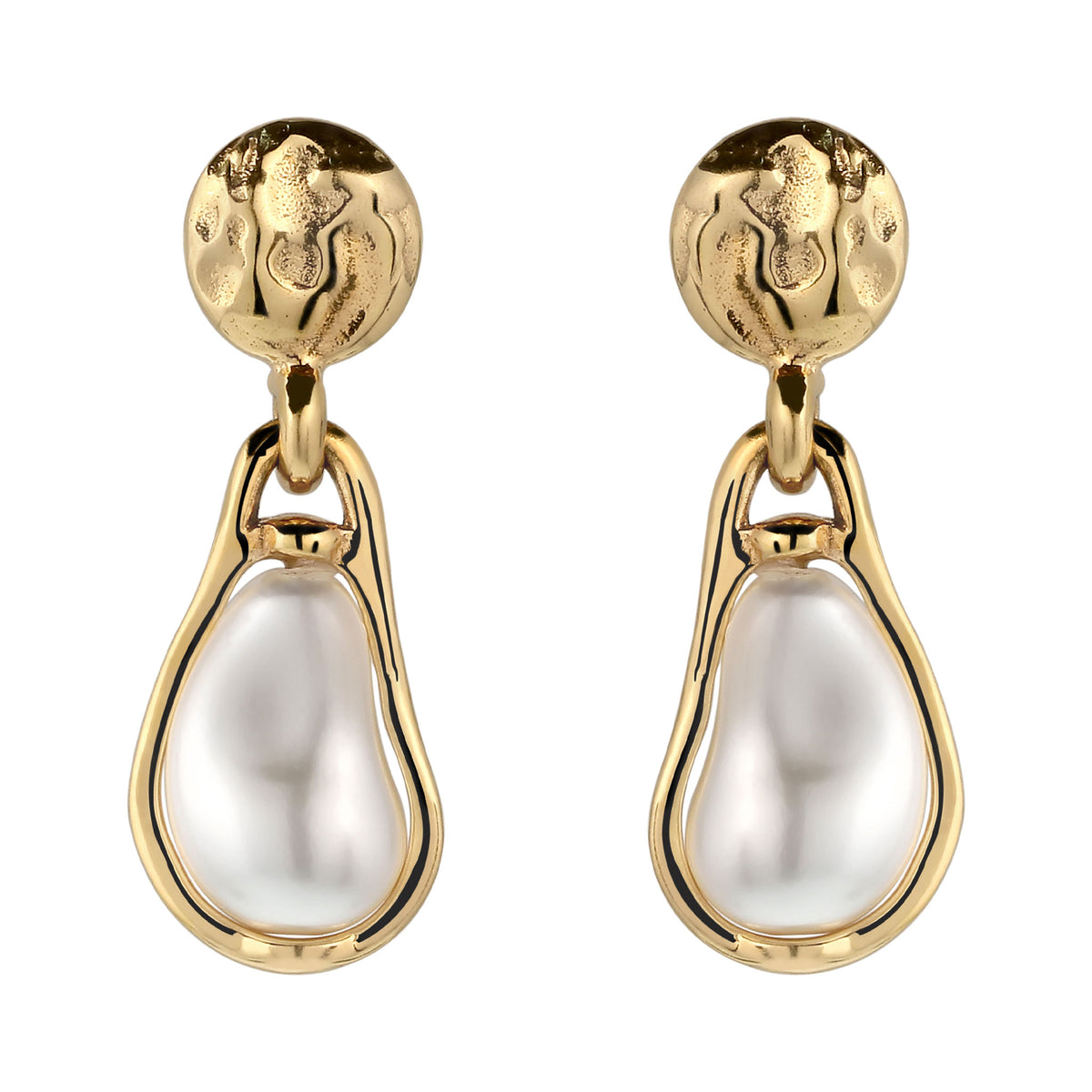 Gold - Elli | Ohrstecker Kreis | Swarovski Perle® | 925 Sterling Silber vergoldet