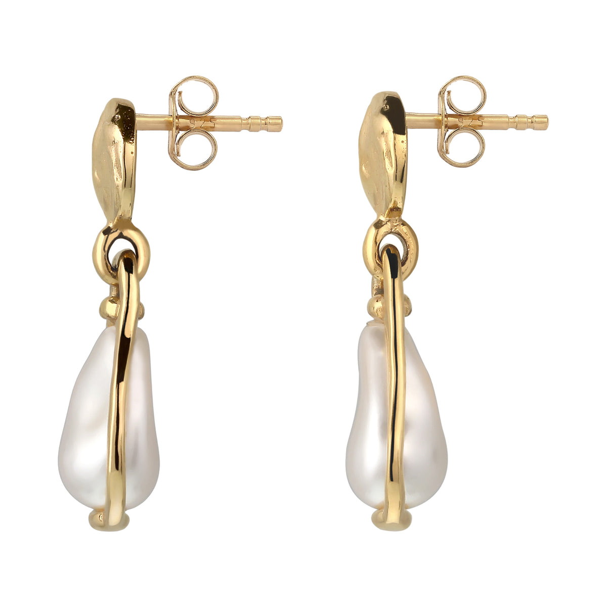 Gold - Elli | Ohrstecker Kreis | Swarovski Perle® | 925 Sterling Silber vergoldet