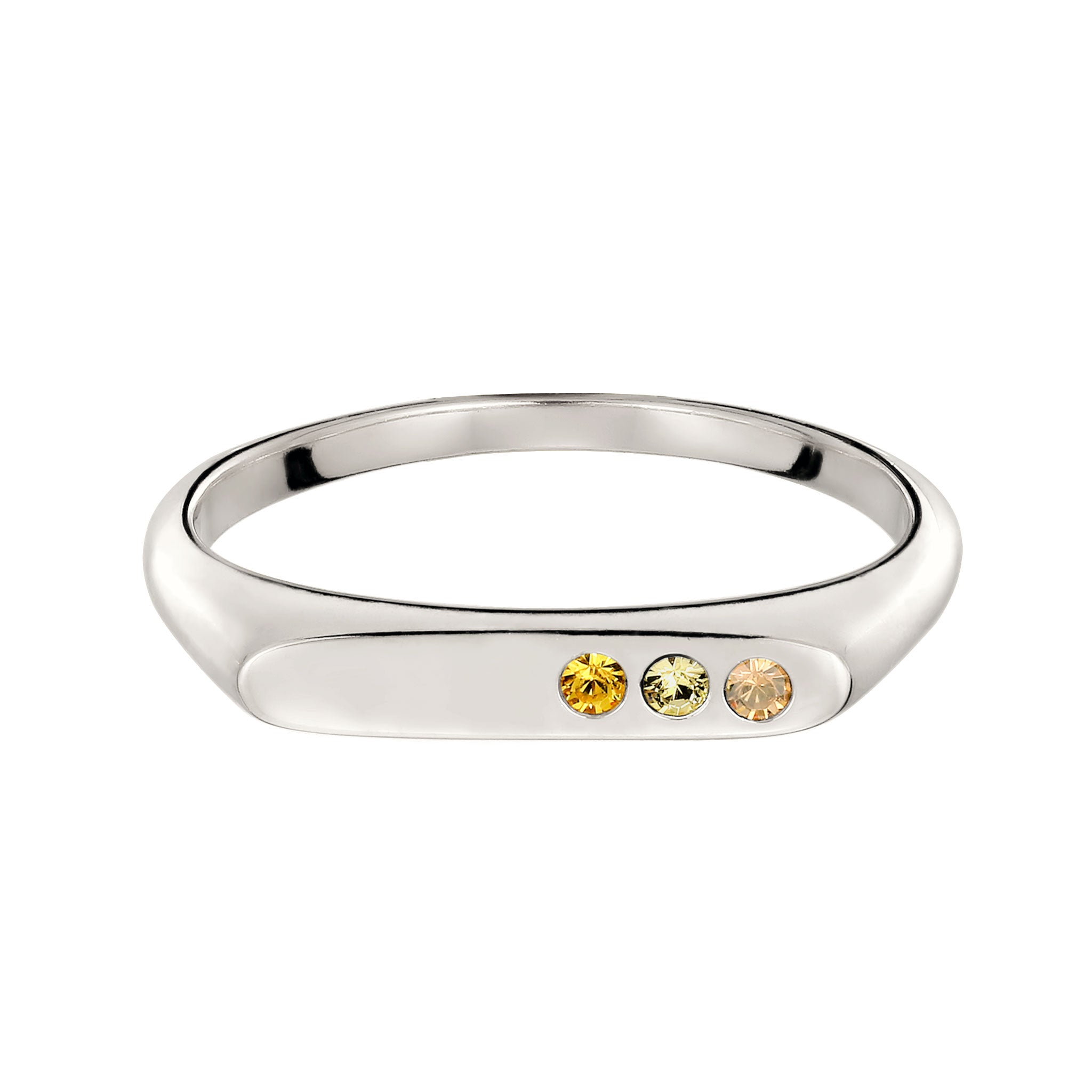 Silber - Elli | Ring Siegelring | Swarovski Kristalle & Glas Kristalle (Gold & Gelb) | 925 Sterling Silber