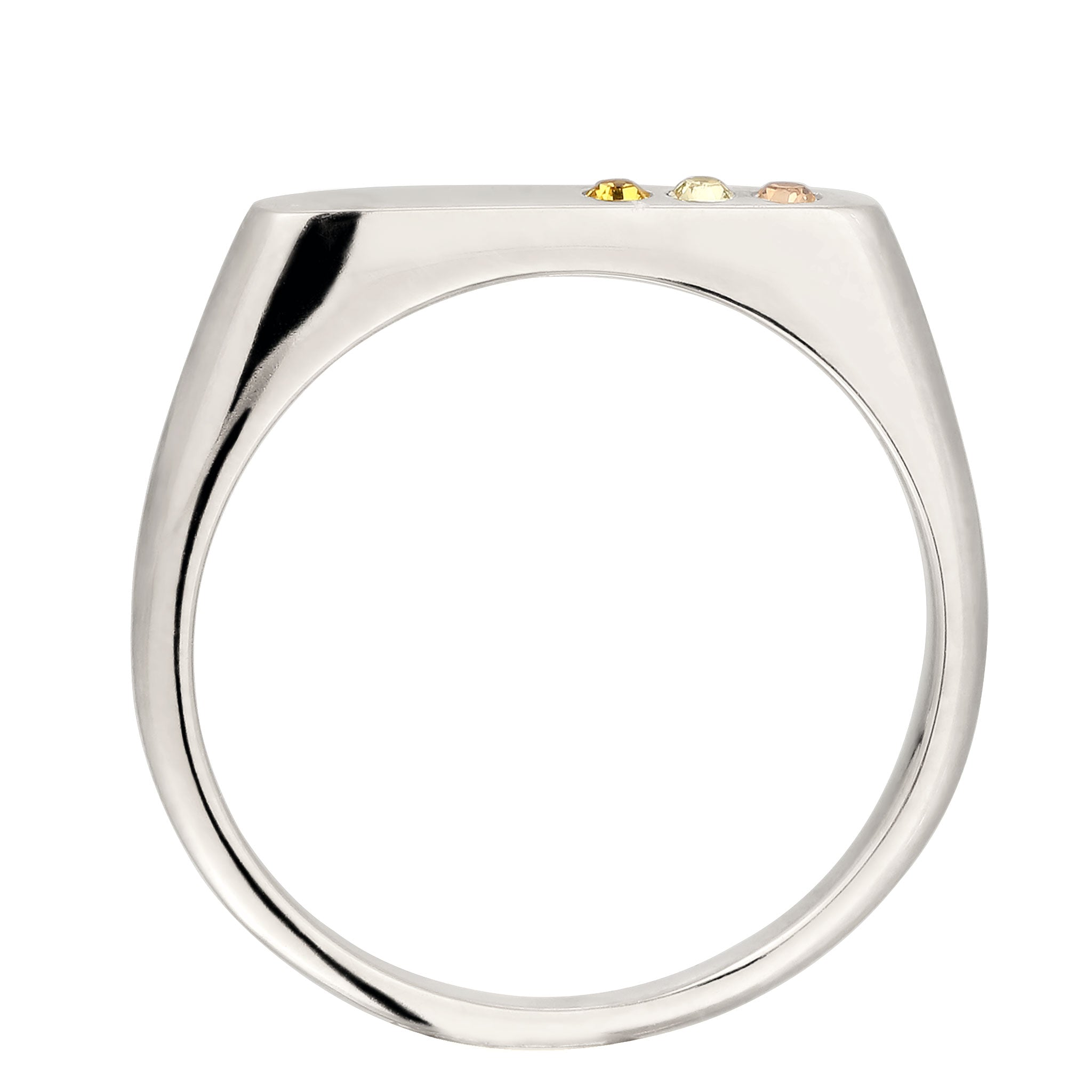 Silber - Elli | Ring Siegelring | Swarovski Kristalle & Glas Kristalle (Gold & Gelb) | 925 Sterling Silber