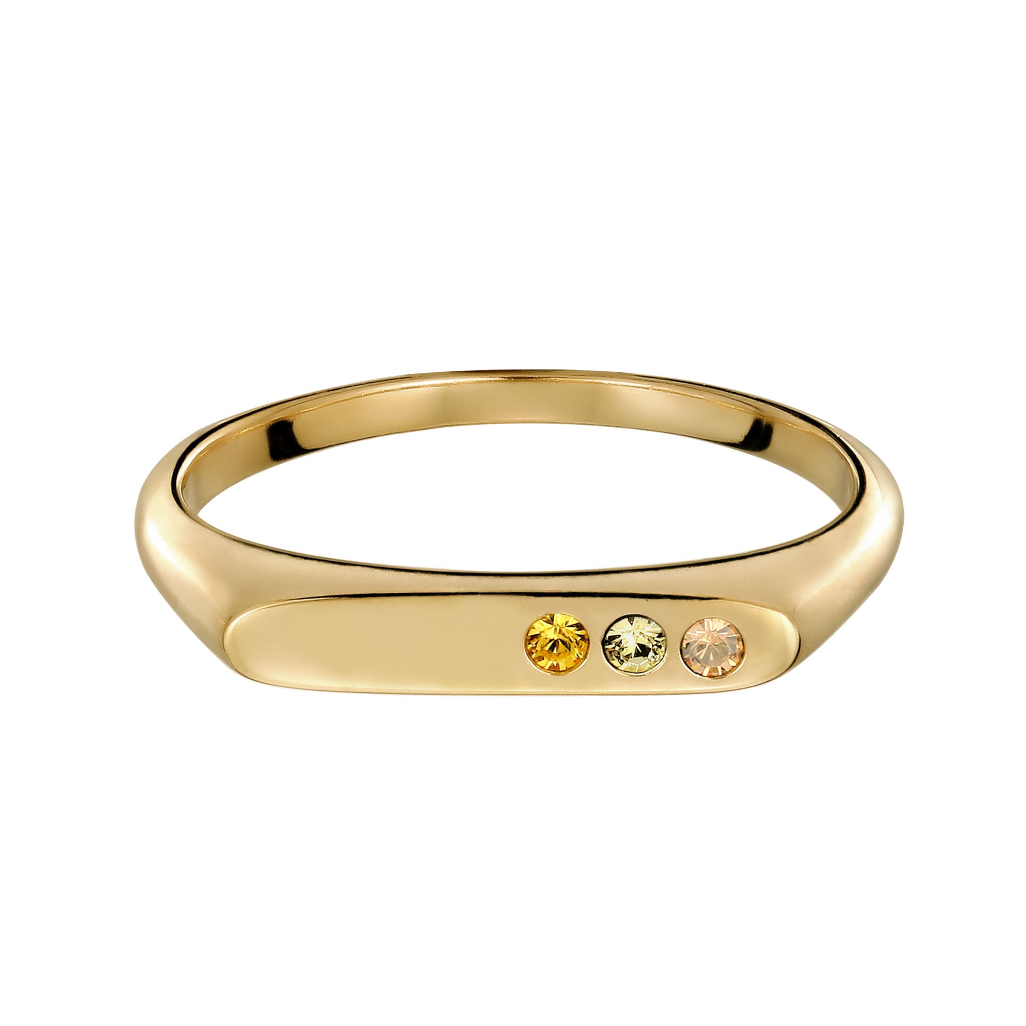 Gold - Elli | Ring Siegelring | Swarovski Kristalle & Glas Kristalle (Gold & Gelb) | 925 Sterling Silber vergoldet