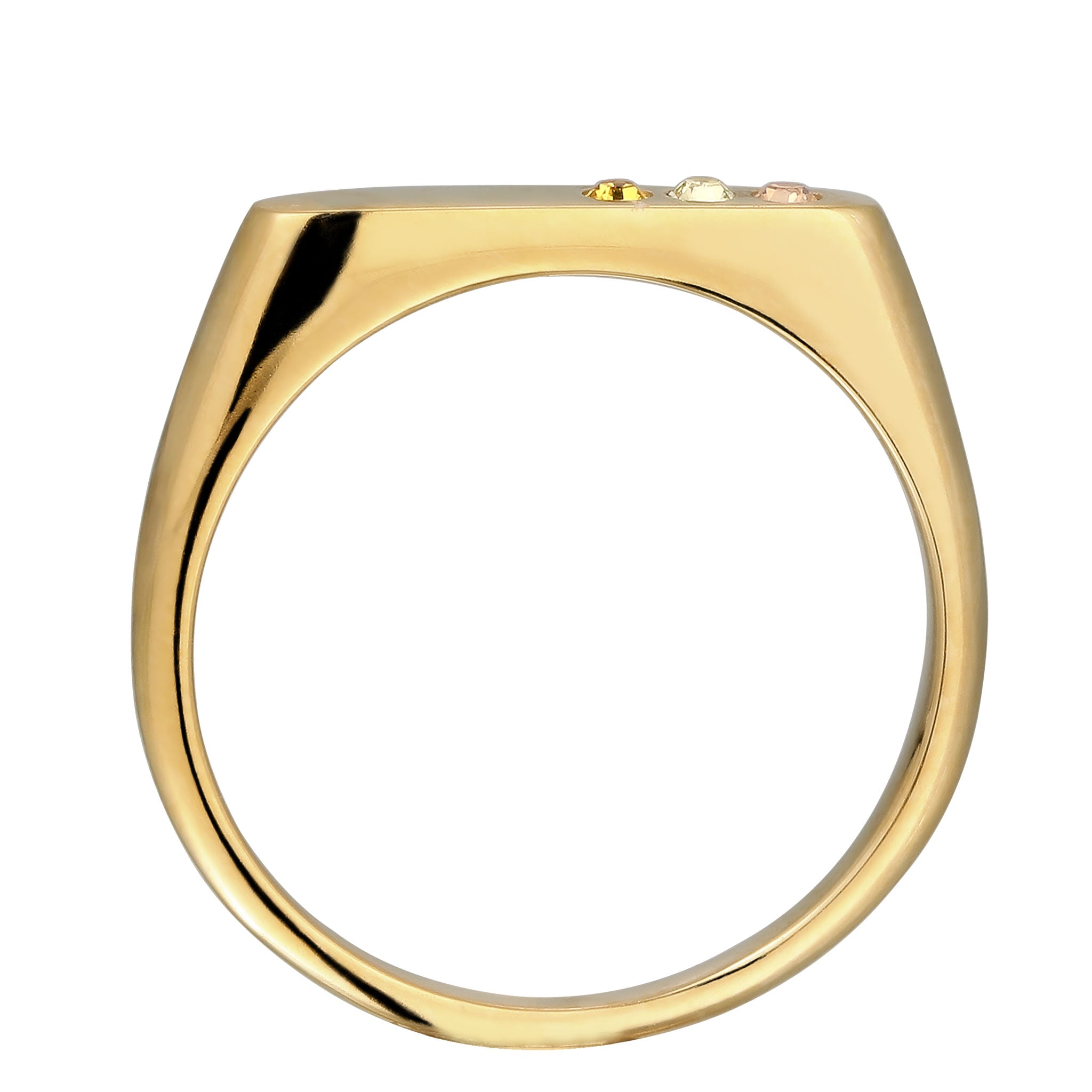 Gold - Elli | Ring Siegelring | Swarovski Kristalle & Glas Kristalle (Gold & Gelb) | 925 Sterling Silber vergoldet