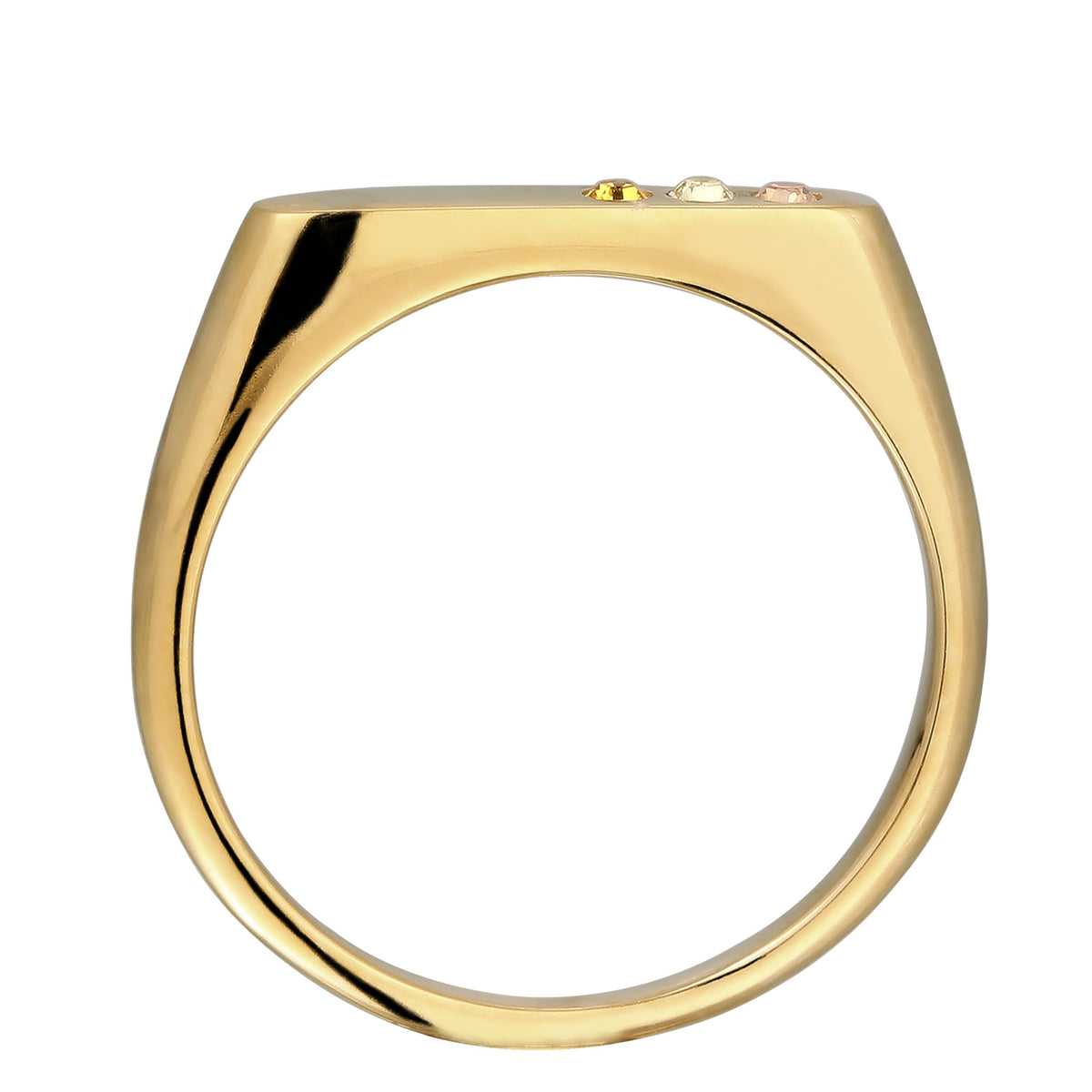 Gold - Elli | Ring Siegelring | Swarovski Kristalle & Glas Kristalle (Gold & Gelb) | 925 Sterling Silber vergoldet