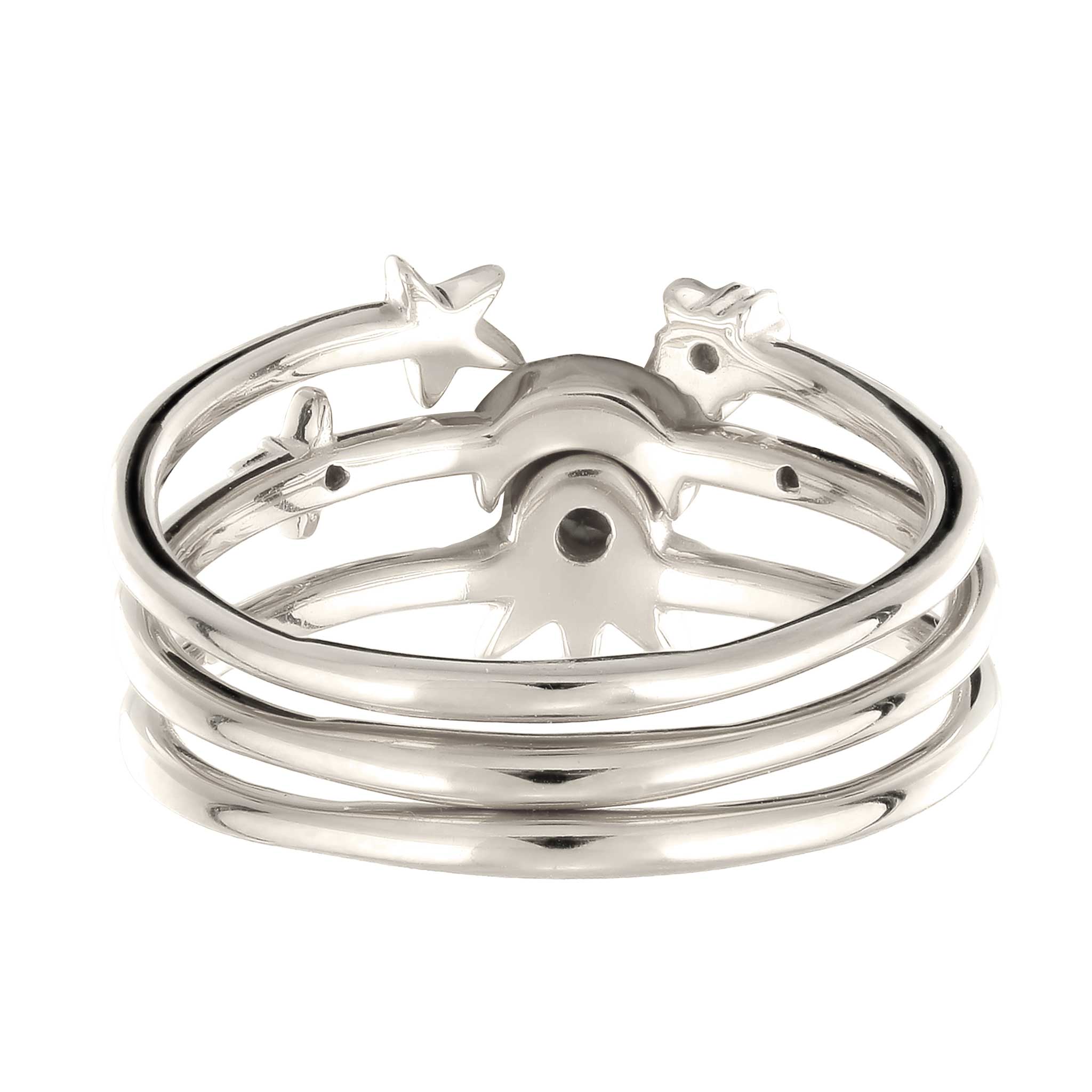 Silber - Elli | Ringset mit Mond Sonne Stern | Zirkonia (Weiß) | 925 Sterling Silber