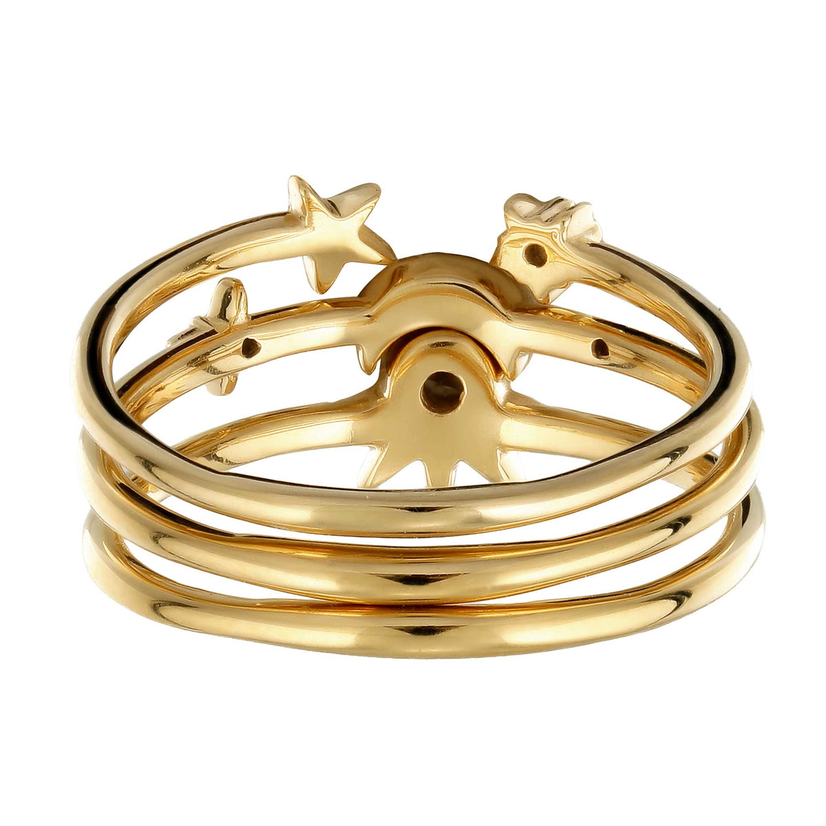 Gold - Elli | Set mit Sonne Mond Sterne | Zirkonia Weiß | 925 Sterling Silber vergoldet