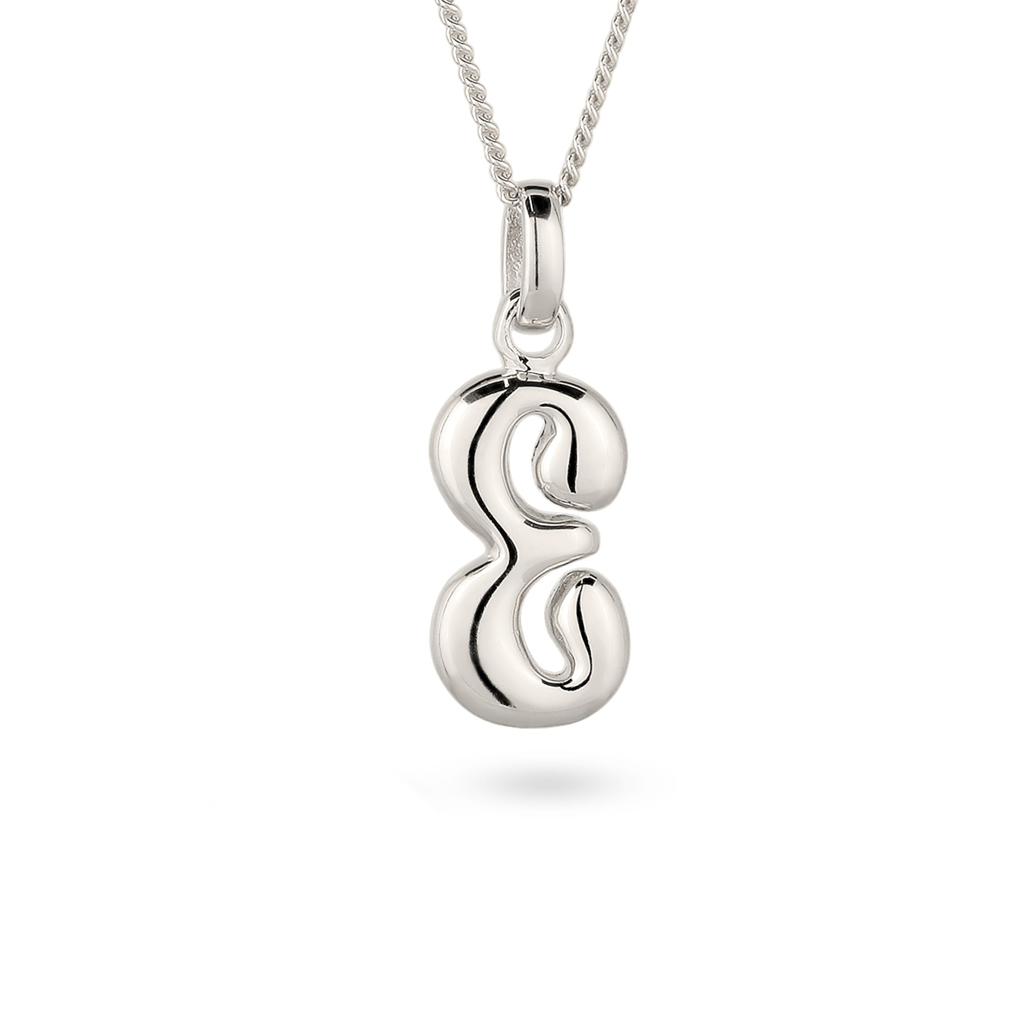 Silber - Elli | Halskette Melted Buchstabe E | 925 Sterling Silber