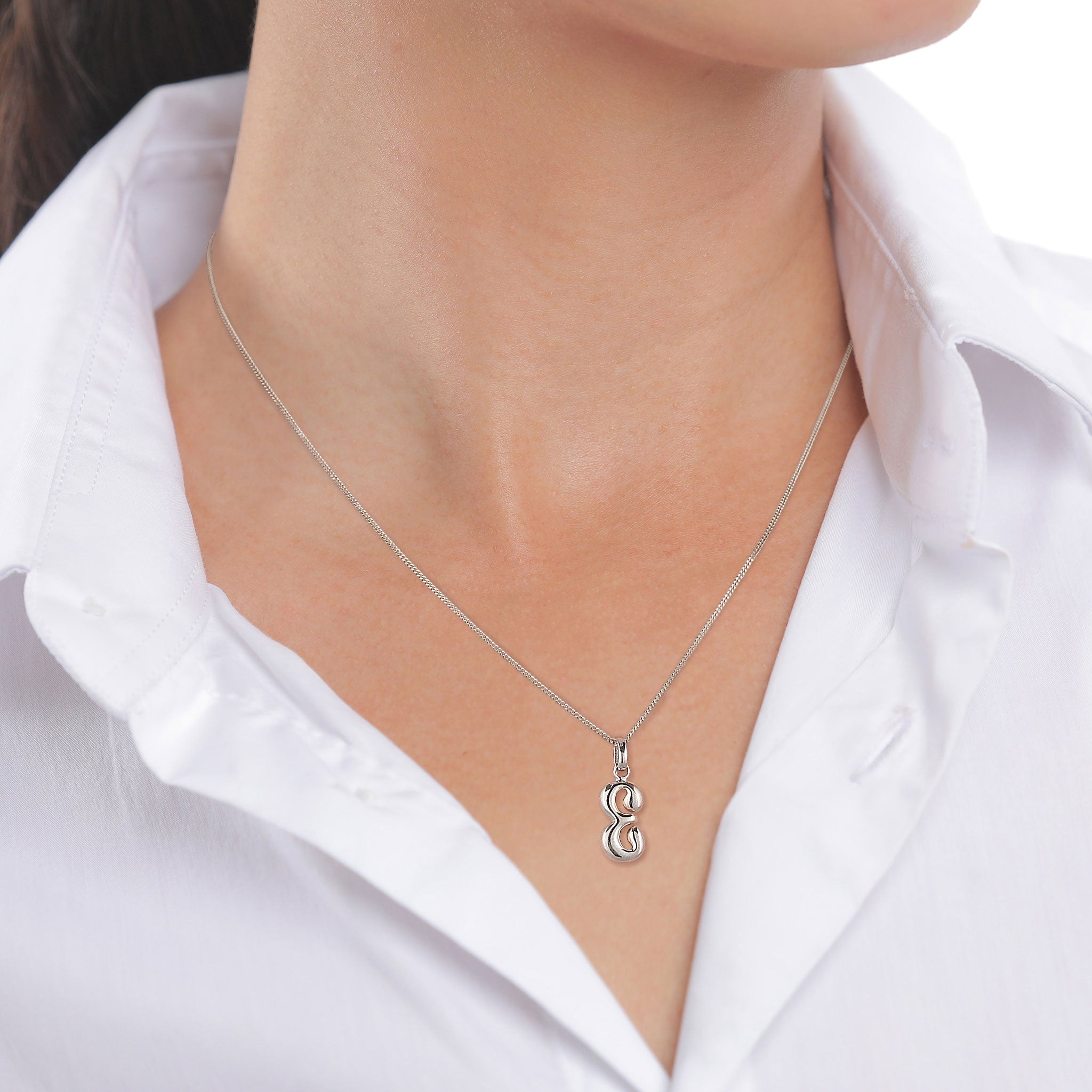 Silber - Elli | Halskette Melted Buchstabe E | 925 Sterling Silber