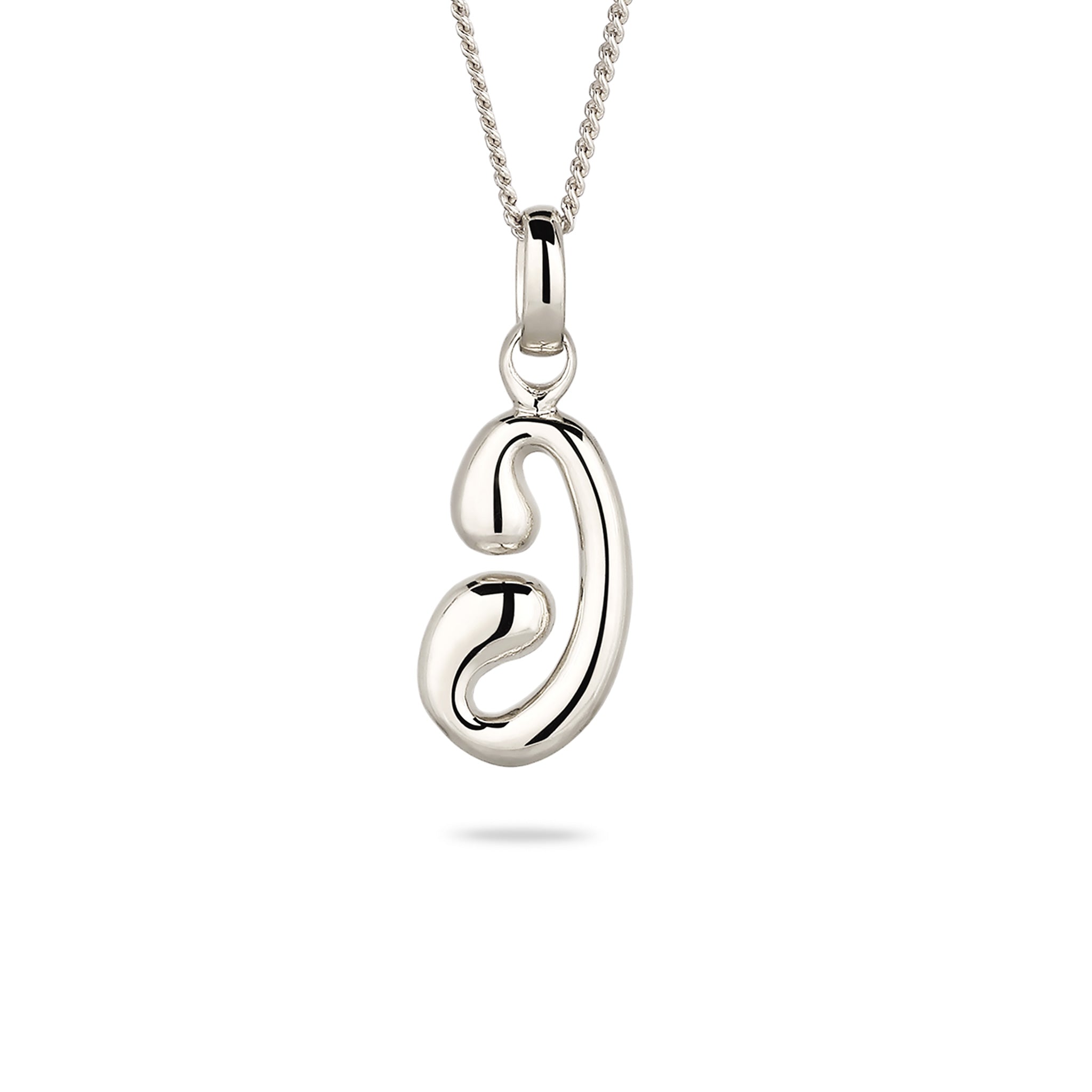 Silber - Elli | Halskette mit Melted Buchstabe J | 925 Sterling Silber