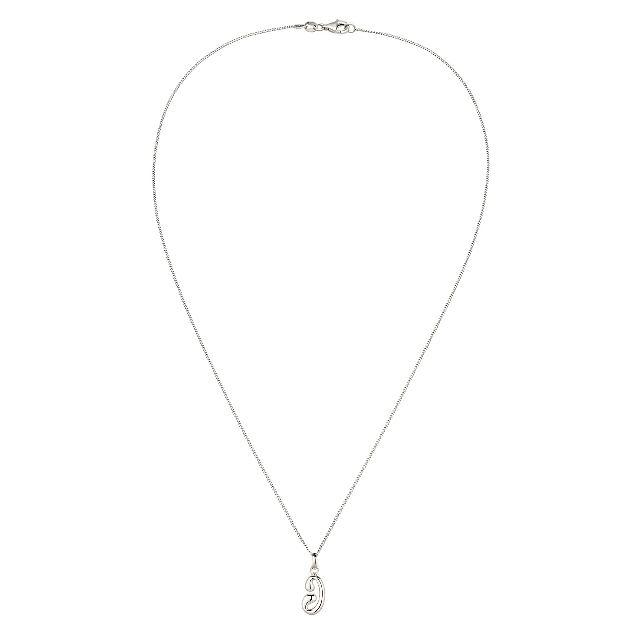Silber - Elli | Halskette mit Melted Buchstabe J | 925 Sterling Silber