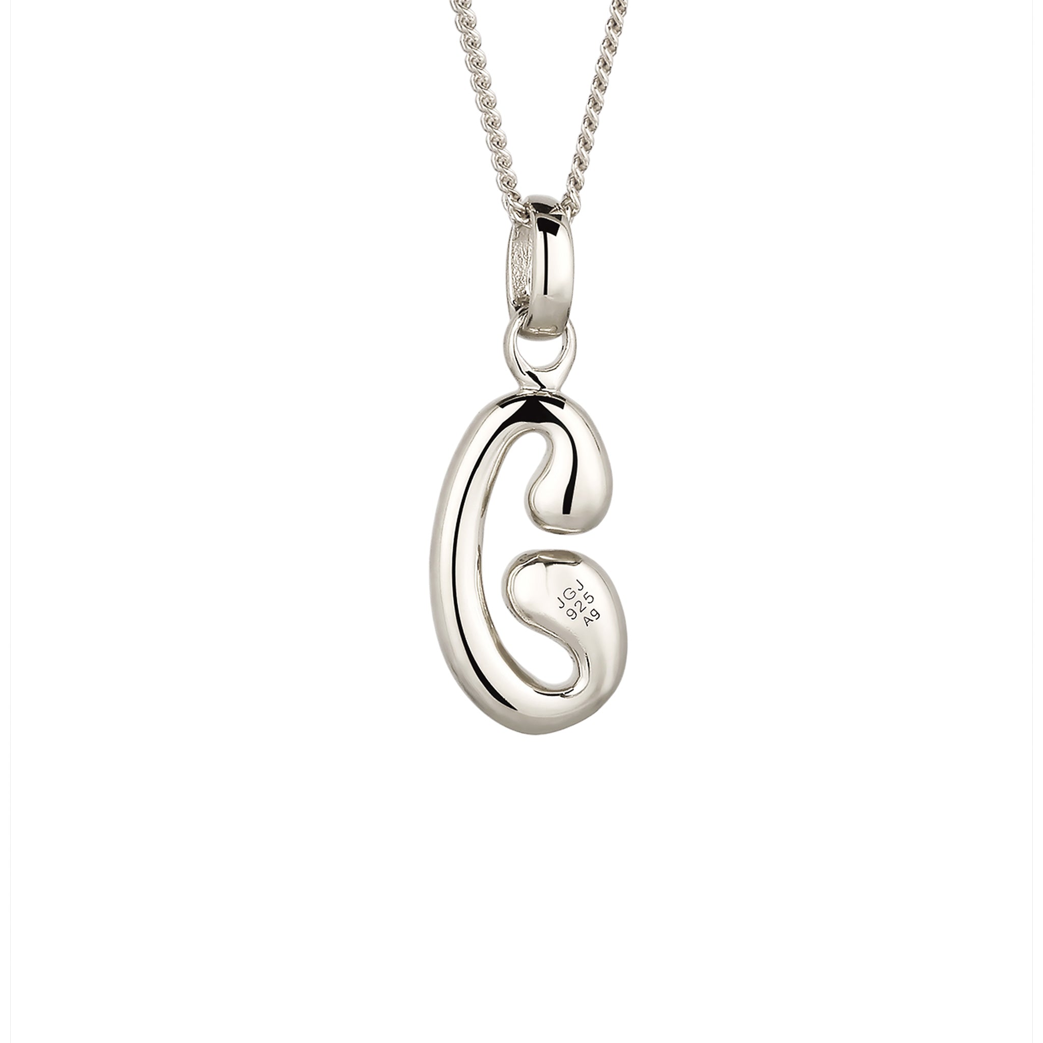 Silber - Elli | Halskette mit Melted Buchstabe J | 925 Sterling Silber
