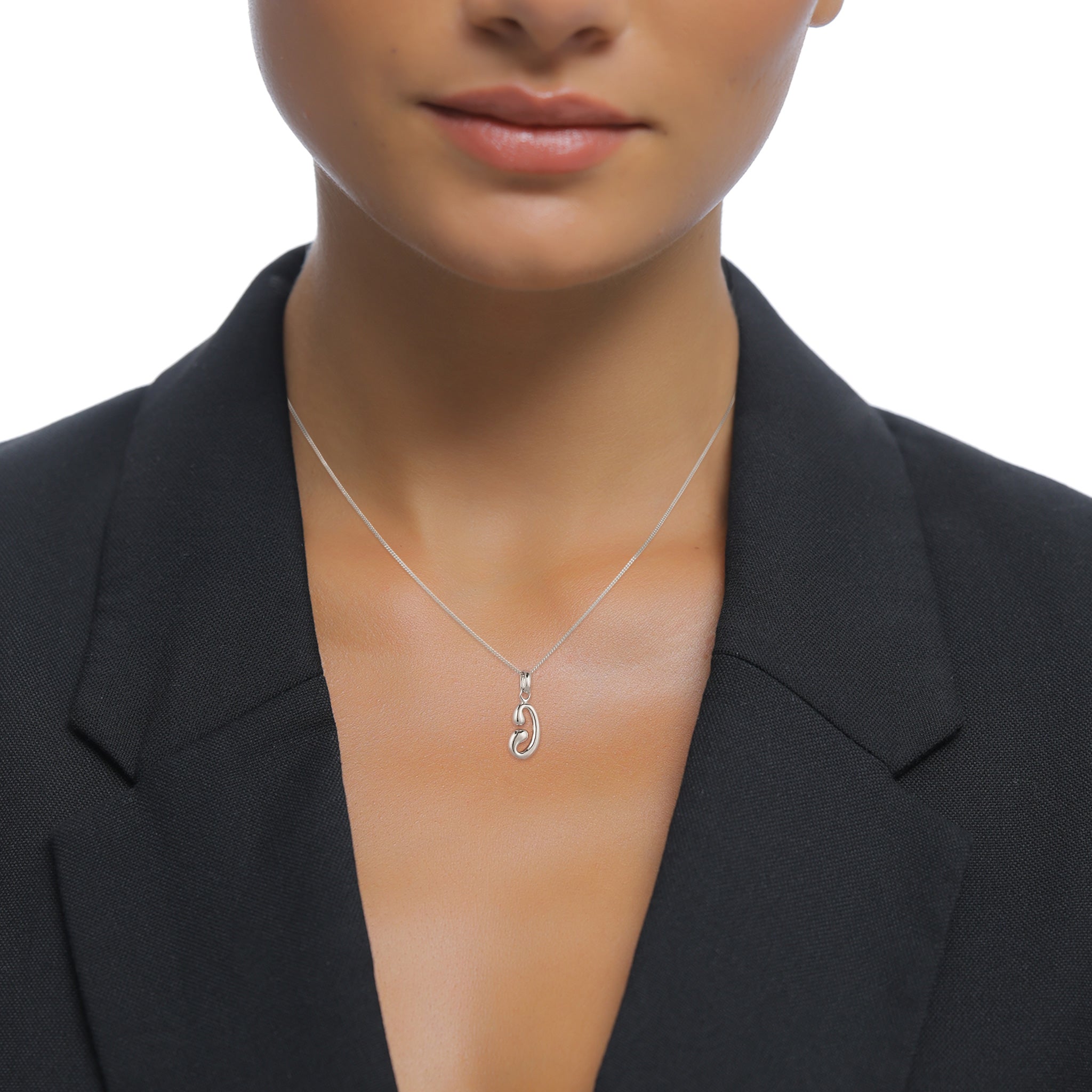 Silber - Elli | Halskette mit Melted Buchstabe J | 925 Sterling Silber
