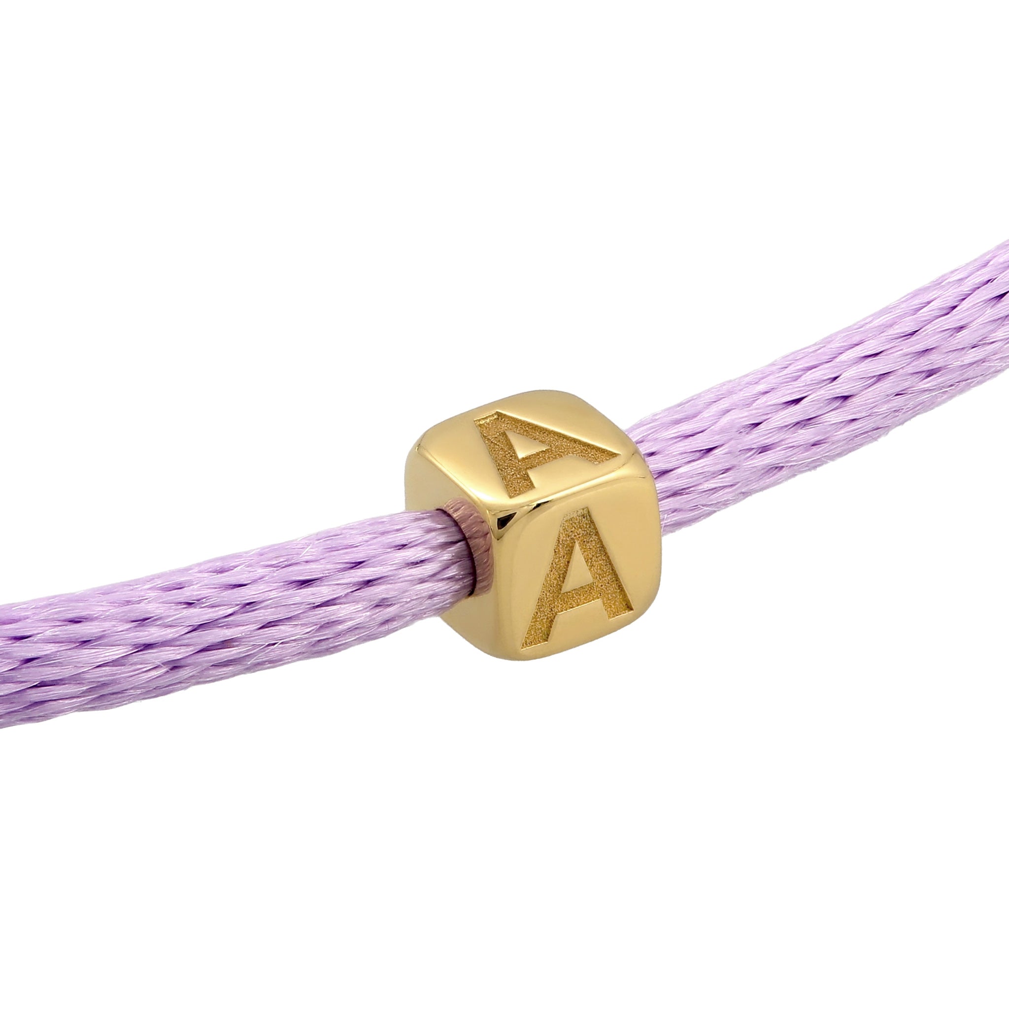 Lila - Elli | Choker Würfel Gravur | Satin (Lila) | 925 Sterling Silber vergoldet