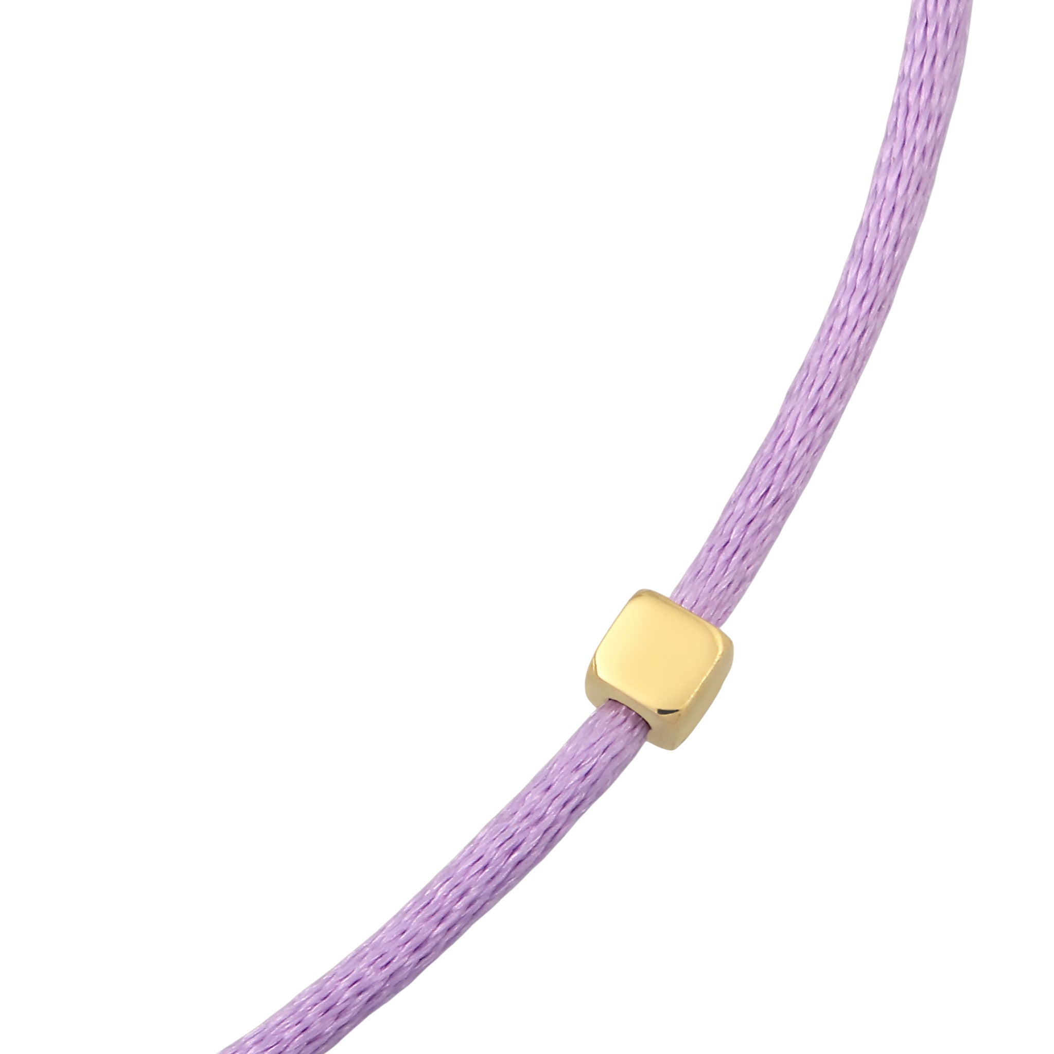 Lila - Elli | Choker Würfel Gravur | Satin (Lila) | 925 Sterling Silber vergoldet