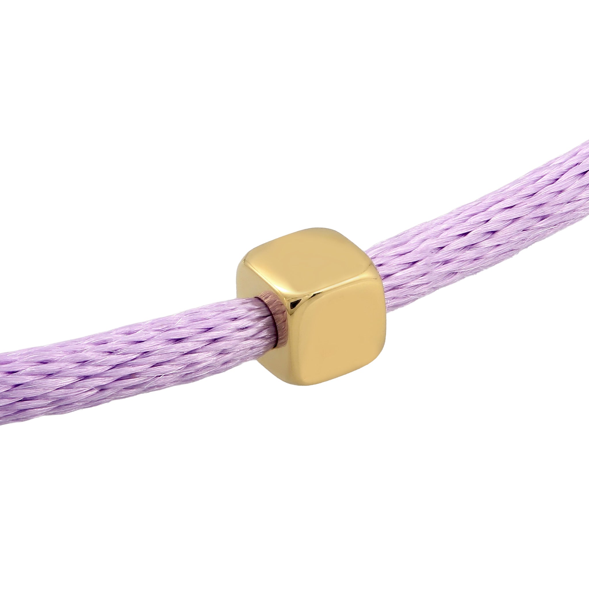 Lila - Elli | Choker Würfel Gravur | Satin (Lila) | 925 Sterling Silber vergoldet