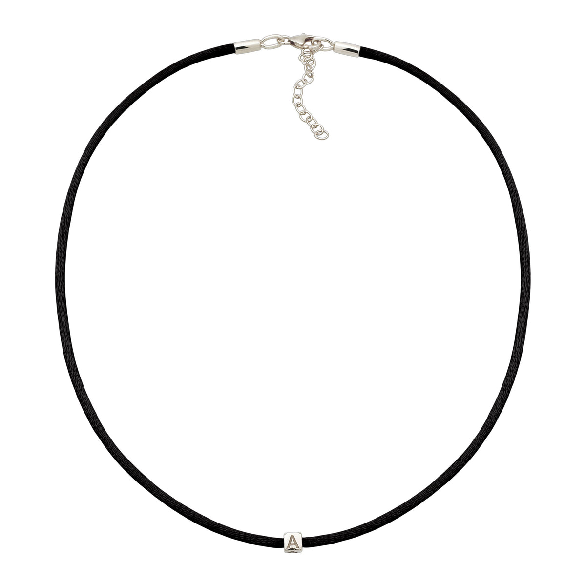 Schwarz - Elli | Choker Würfel Gravur | Satin (Schwarz) | 925 Sterling Silber