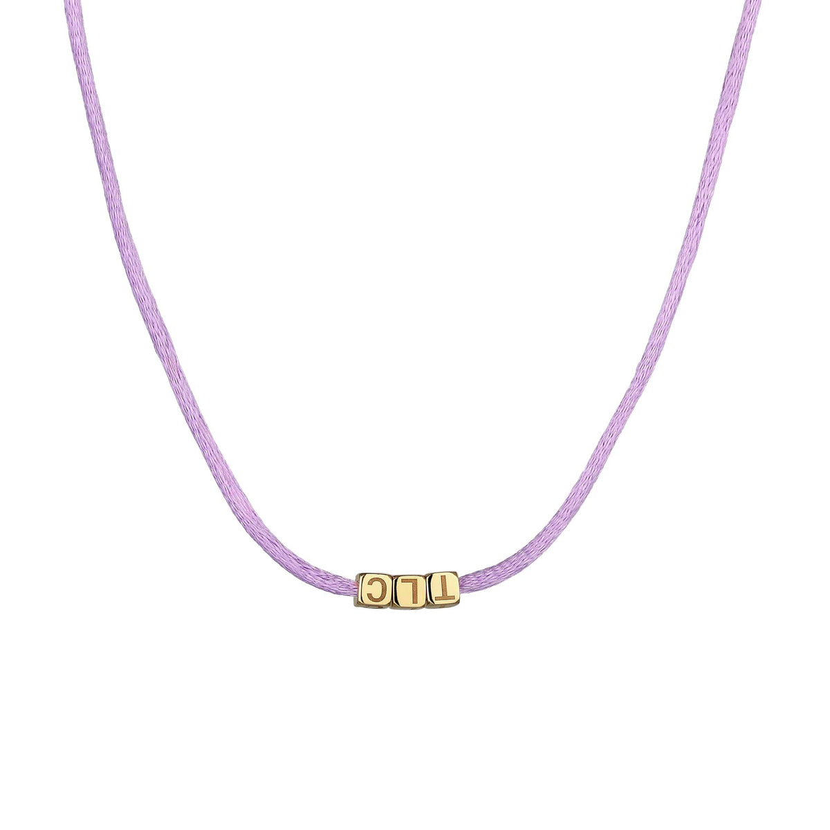 Lila - Elli | Choker 3x Würfel Gravur | Satin (Lila) | 925 Sterling Silber vergoldet