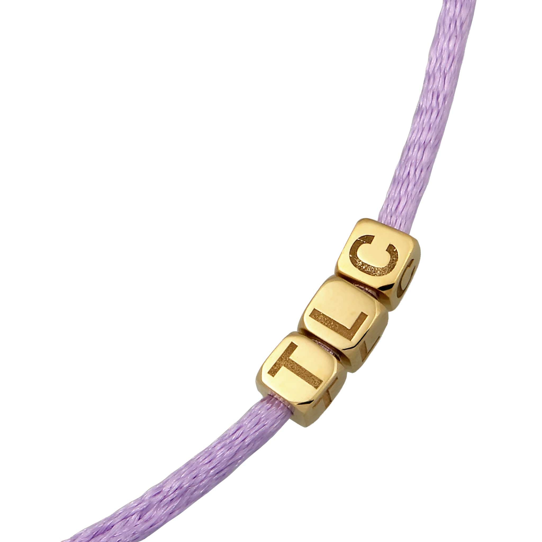 Lila - Elli | Halskette Choker Cubes Lettering Satin | 925 Sterling Silber vergoldet