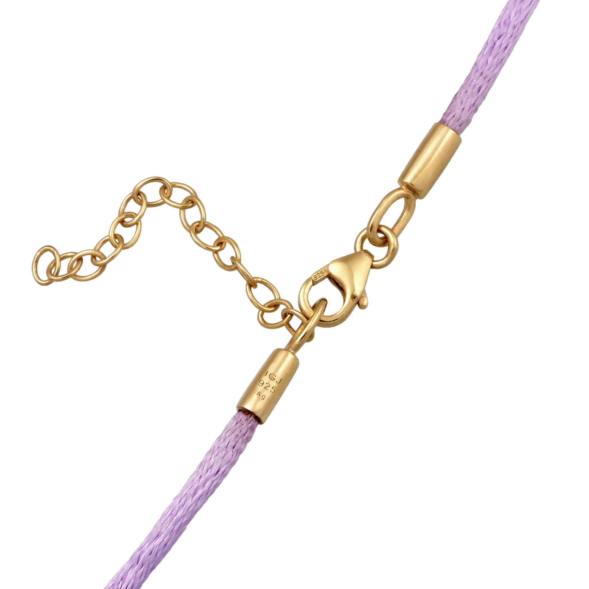 Lila - Elli | Choker 3x Würfel Gravur | Satin (Lila) | 925 Sterling Silber vergoldet