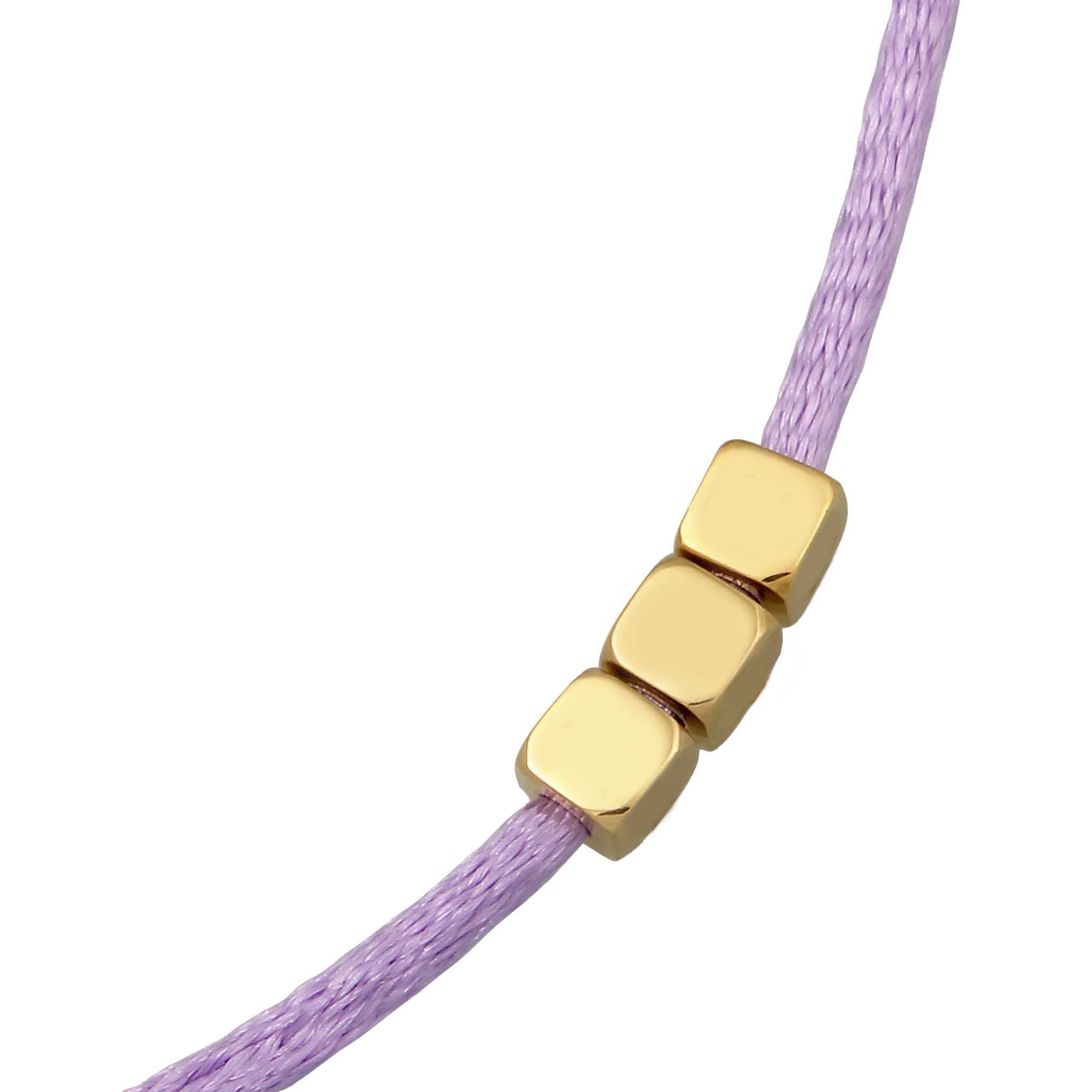 Lila - Elli | Halskette Choker Cubes Lettering Satin | 925 Sterling Silber vergoldet