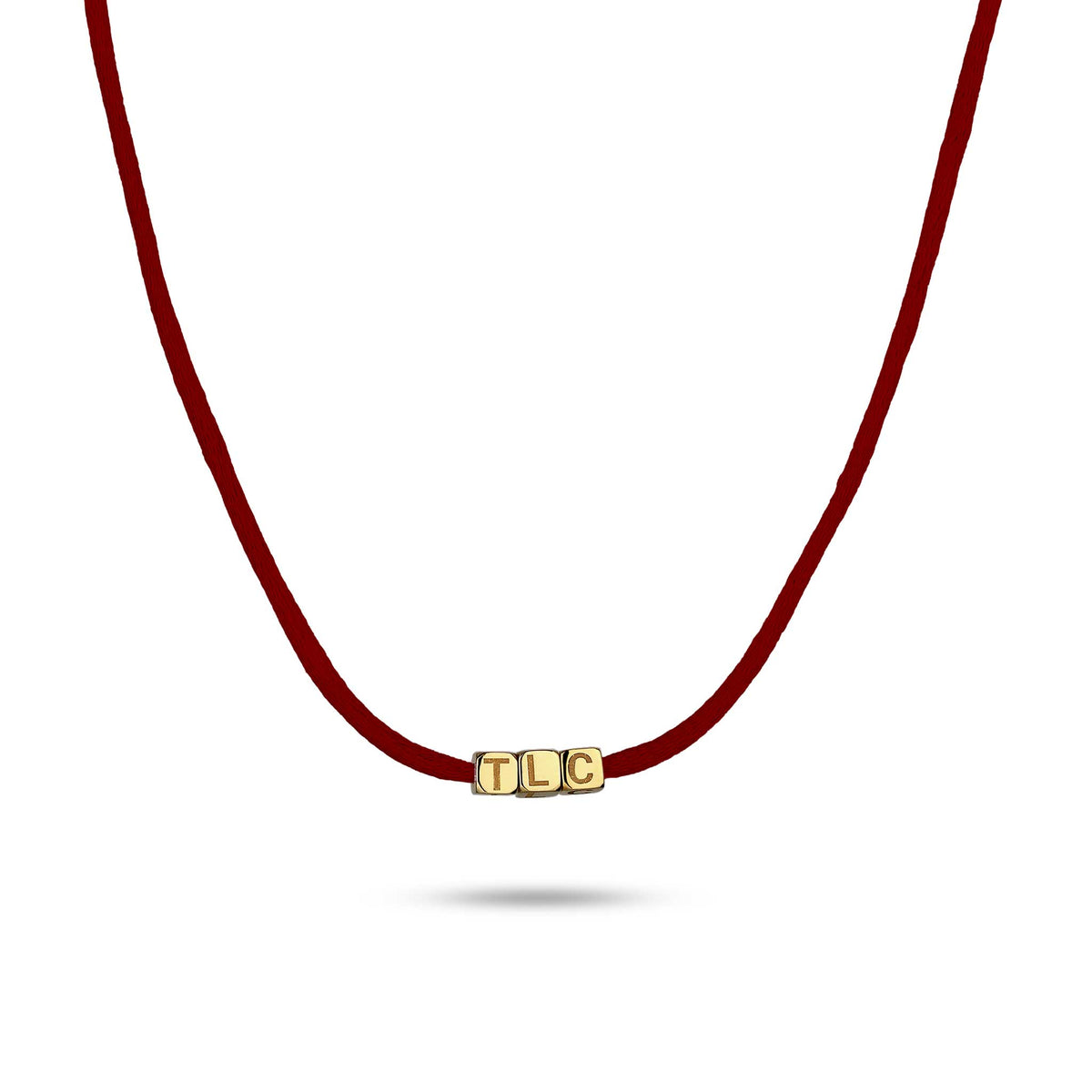 Rot - Elli | Choker 3x Würfel Gravur | Satin (Rot) | 925 Sterling Silber vergoldet