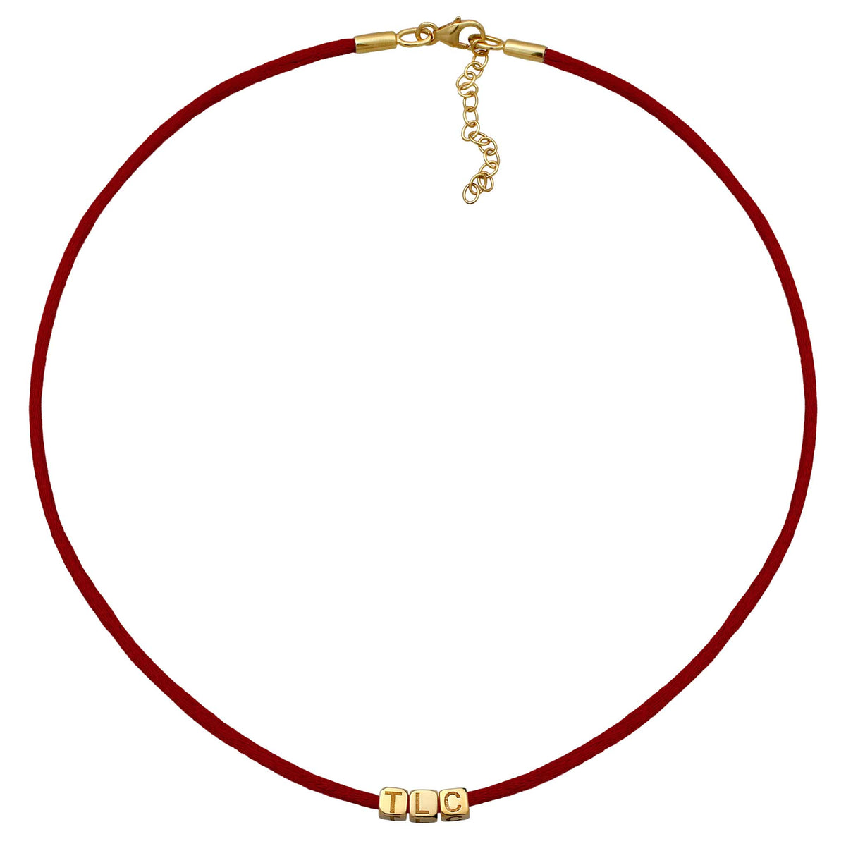 Rot - Elli | Choker 3x Würfel Gravur | Satin (Rot) | 925 Sterling Silber vergoldet