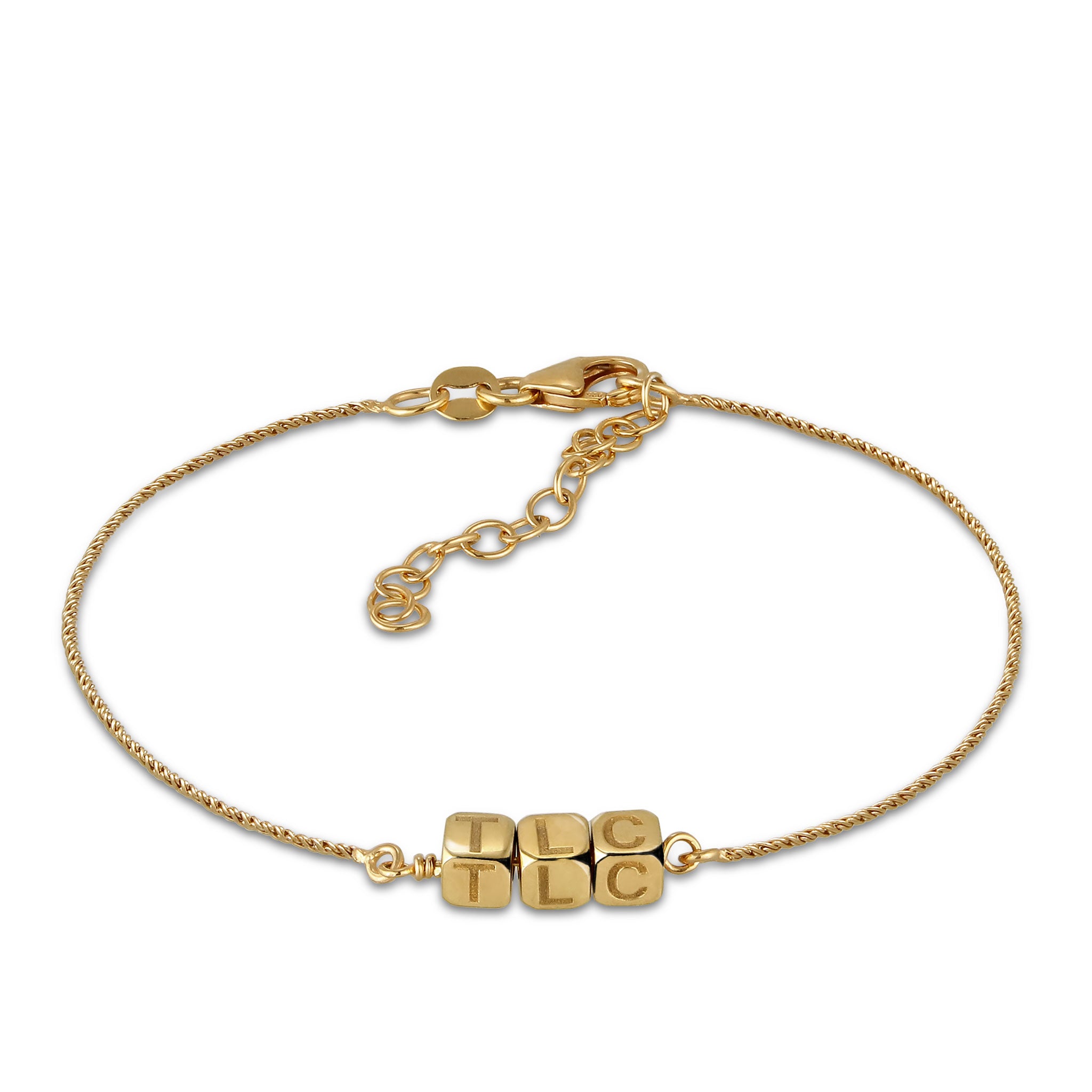 Gold - Elli | Armband 3x Würfel Gravur| 925 Sterling Silber vergoldet