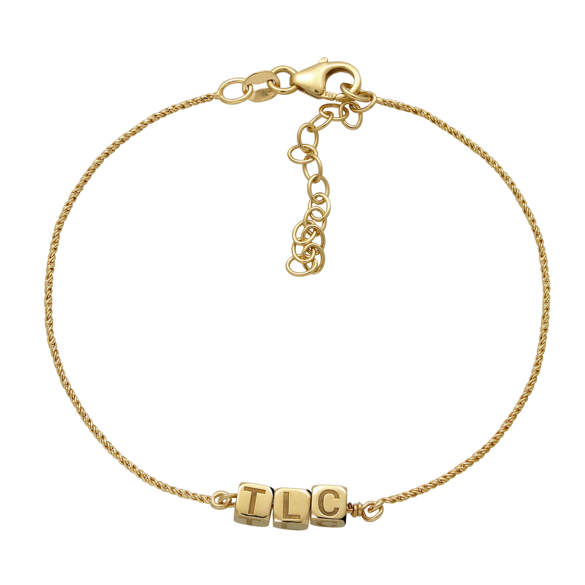Gold - Elli | Armband 3x Würfel Gravur| 925 Sterling Silber vergoldet