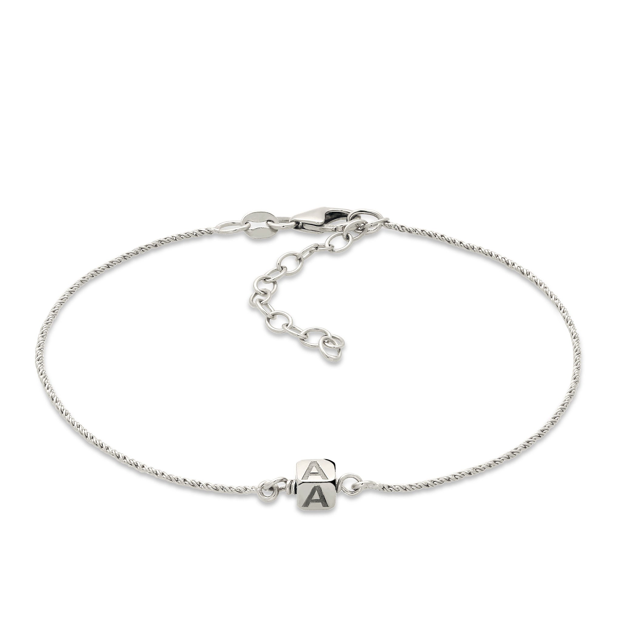 Silber - Elli | Armband Würfel Gravur| 925 Sterling Silber
