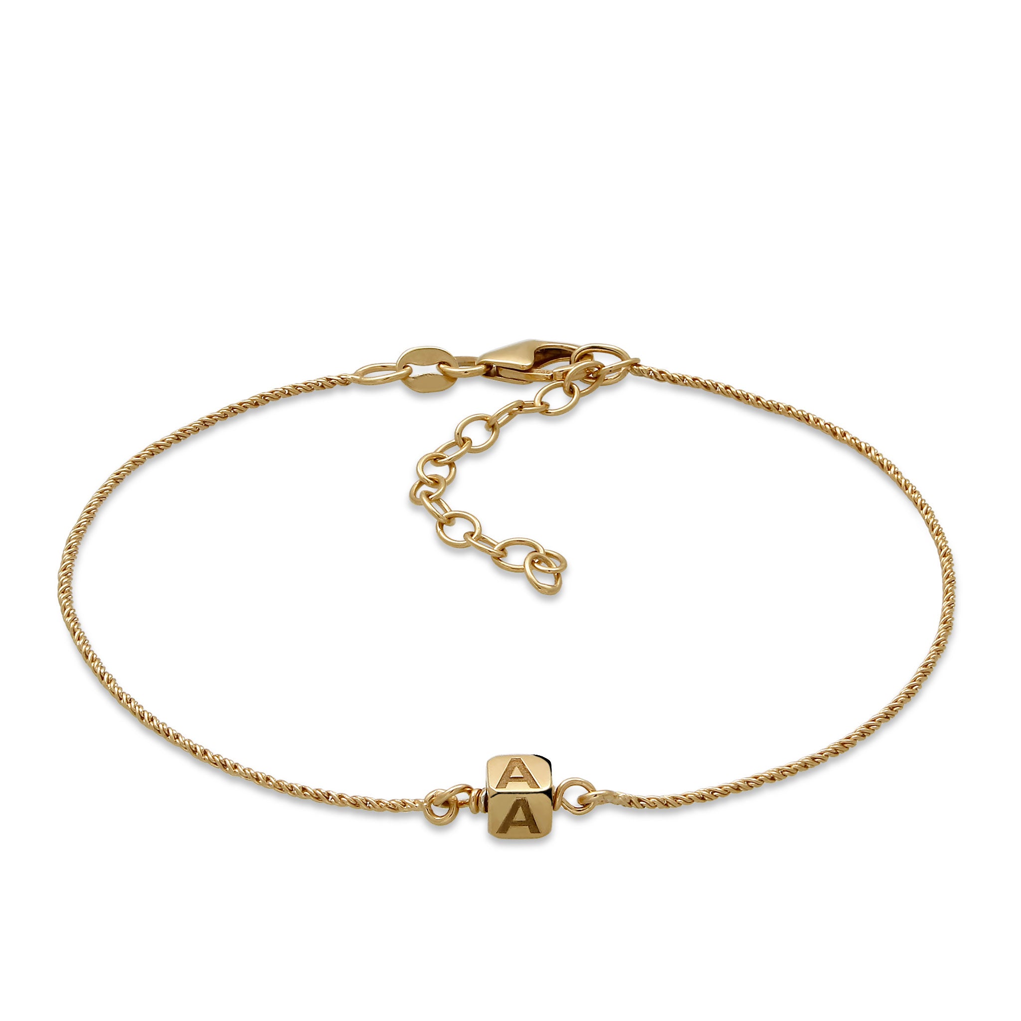 Gold engravable - Elli | Armband Würfel Gravur| 925 Sterling Silber vergoldet