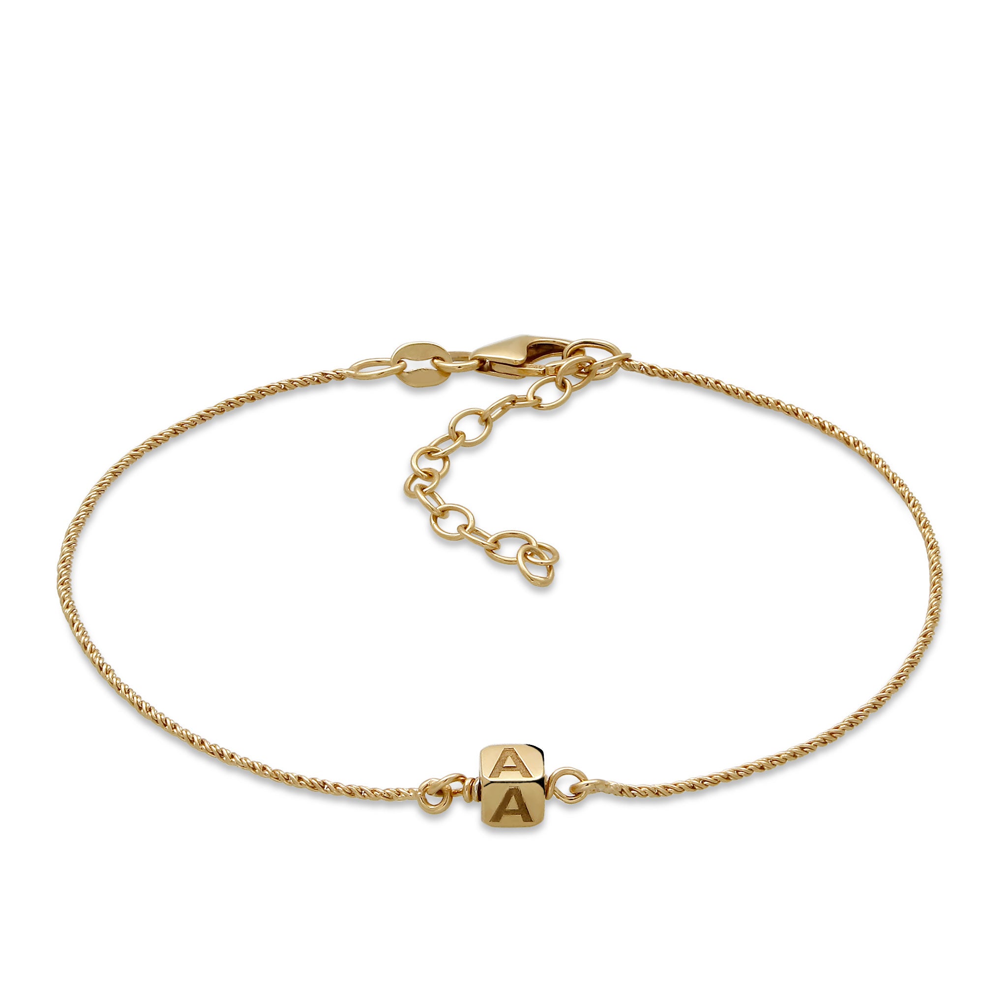 Gold engravable - Elli | Armband Würfel Gravur| 925 Sterling Silber vergoldet