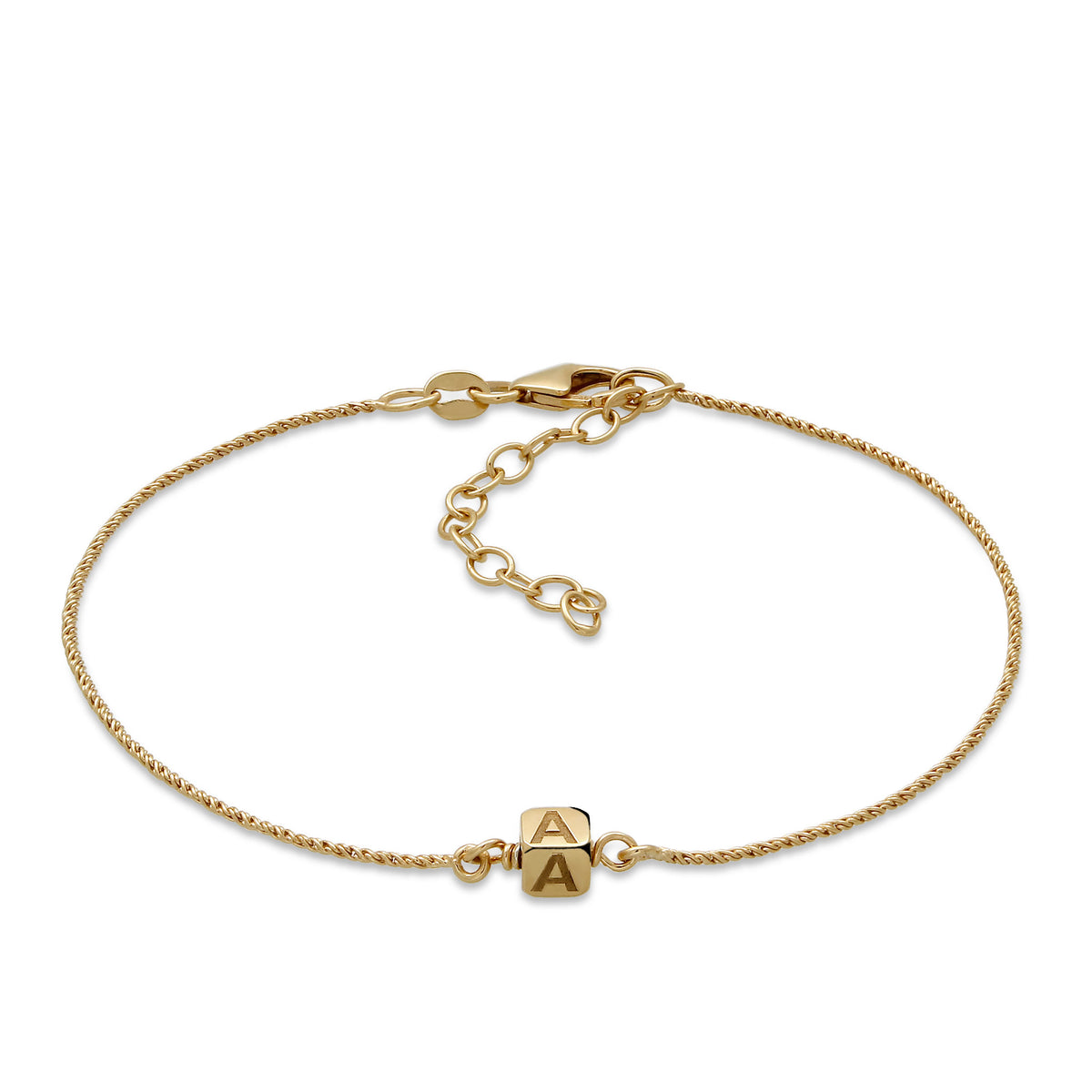 Gold engravable - Elli | Armband Würfel Gravur| 925 Sterling Silber vergoldet
