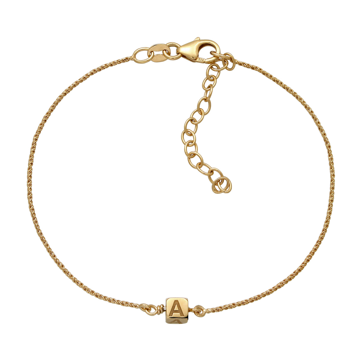 Gold engravable - Elli | Armband Würfel Gravur| 925 Sterling Silber vergoldet