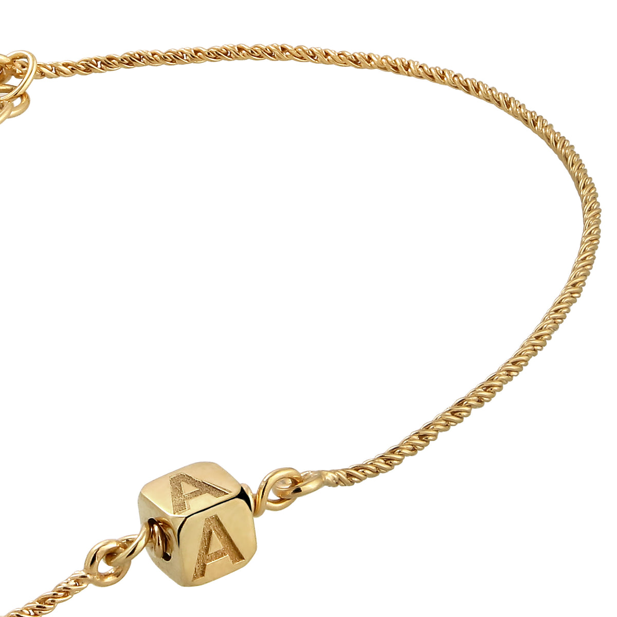 Gold engravable - Elli | Armband Würfel Gravur| 925 Sterling Silber vergoldet
