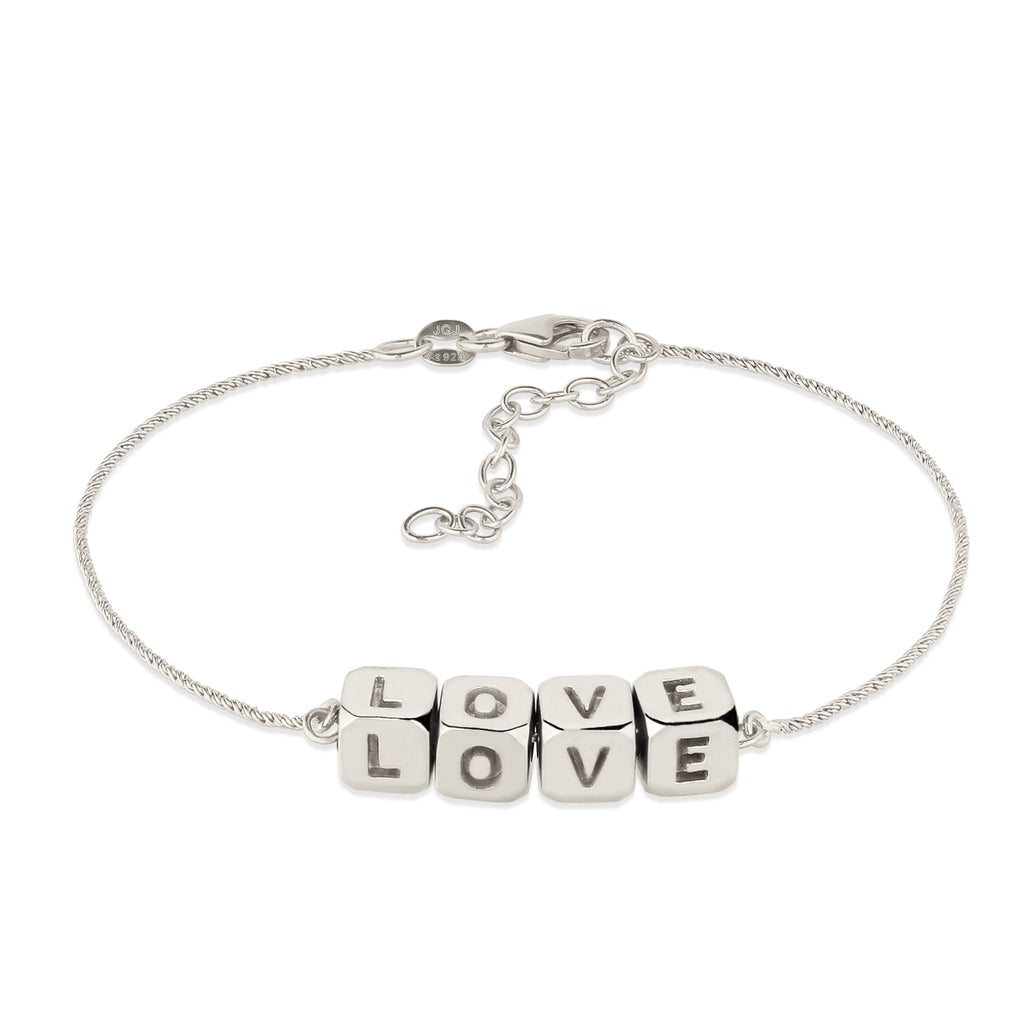 Silber - Elli | Armband Würfel LOVE | 925 Sterling Silber