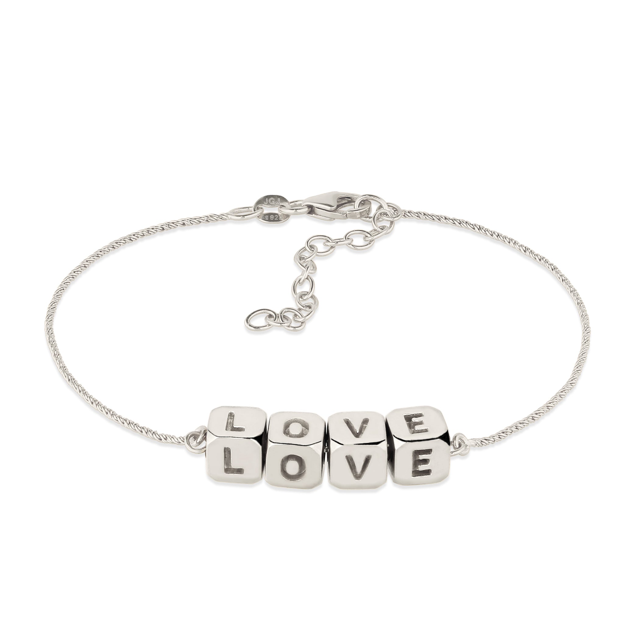 Silber - Elli | Armband Würfel LOVE | 925 Sterling Silber
