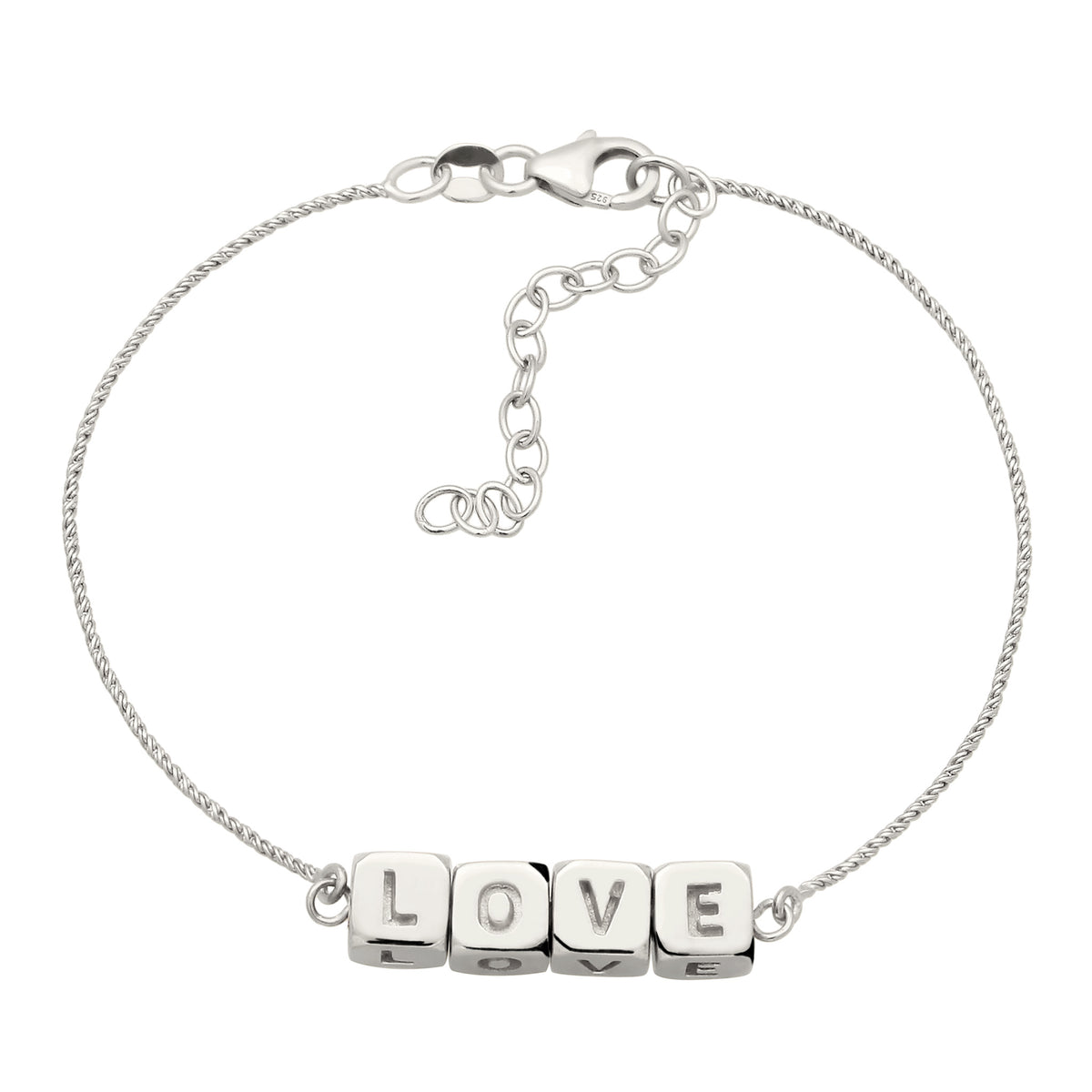 Silber - Elli | Armband Würfel LOVE | 925 Sterling Silber