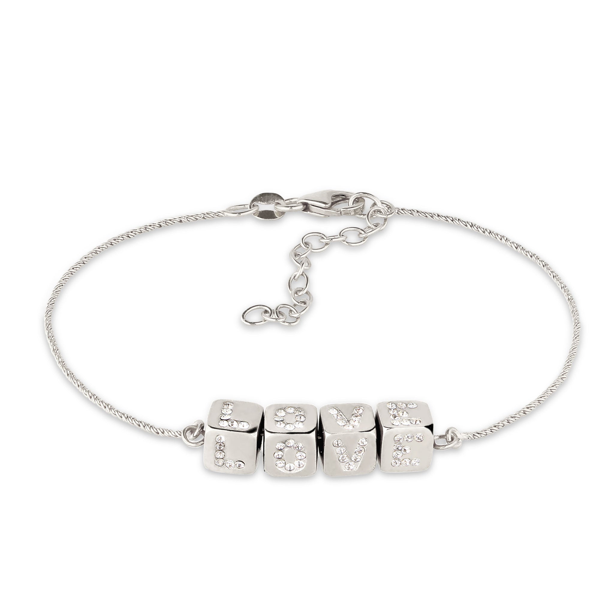 Silber - Elli | Armband mit Love-Lettering | Swarovski® Kristalle | 925 Sterling Silber