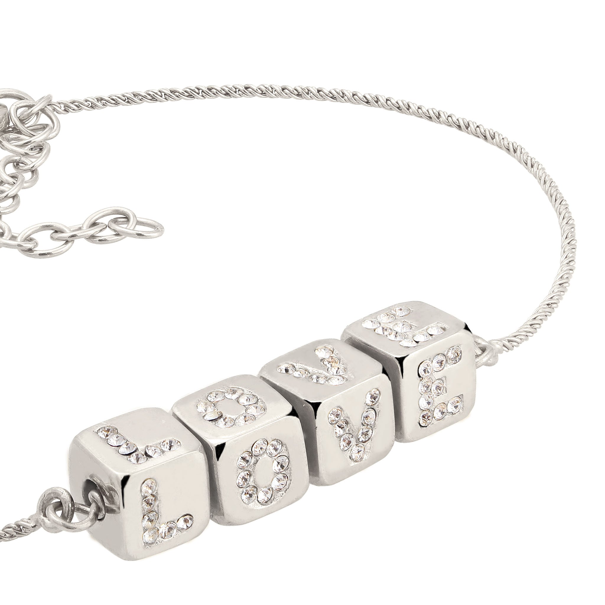 Silber - Elli | Armband mit Love-Lettering | Swarovski® Kristalle | 925 Sterling Silber