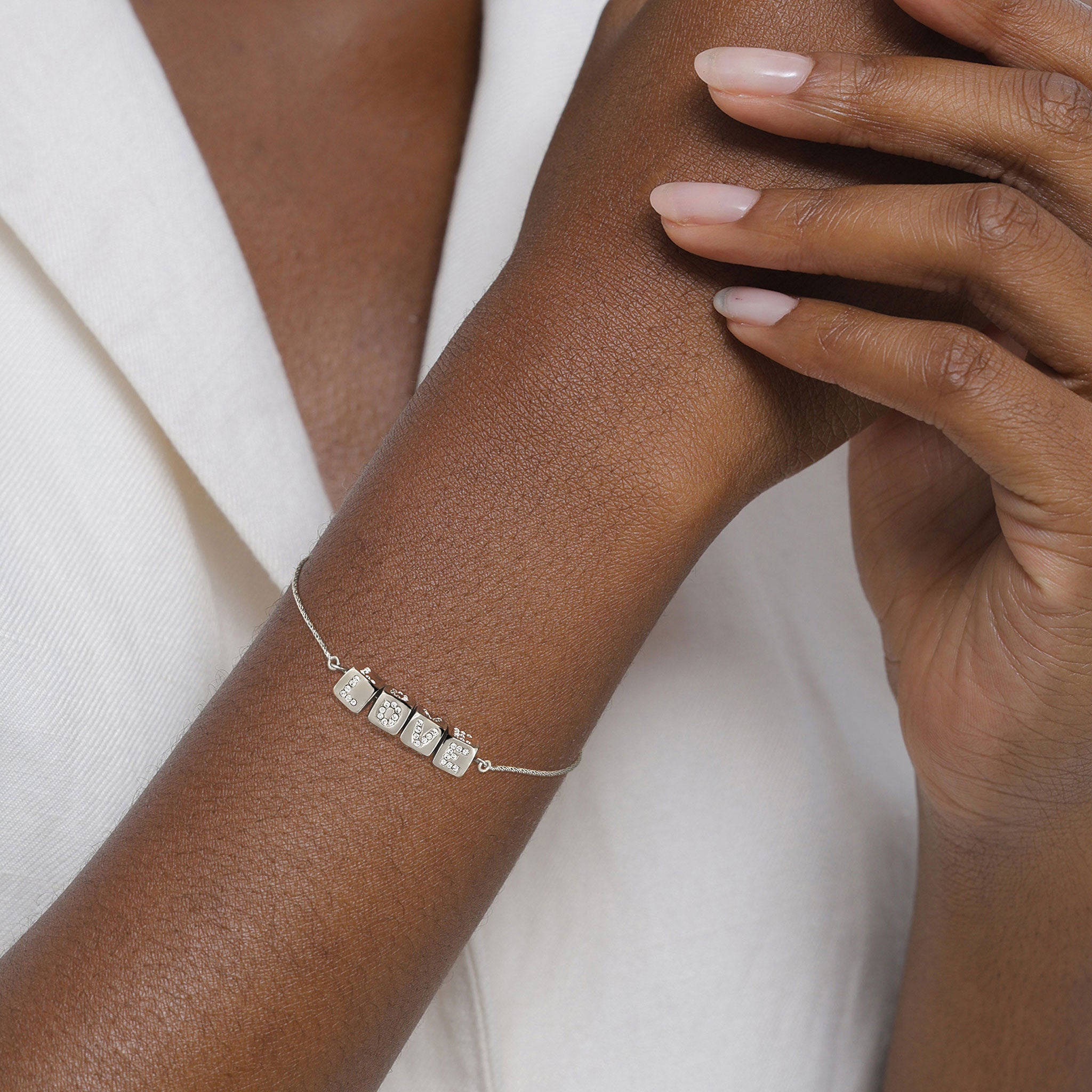 Silber - Elli | Armband mit Love-Lettering | Swarovski® Kristalle | 925 Sterling Silber