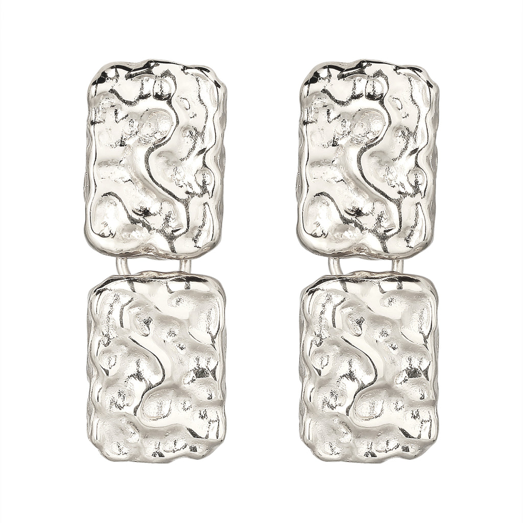 Silber - Elli | Ohrstecker Melted Squares | 925 Sterling Silber
